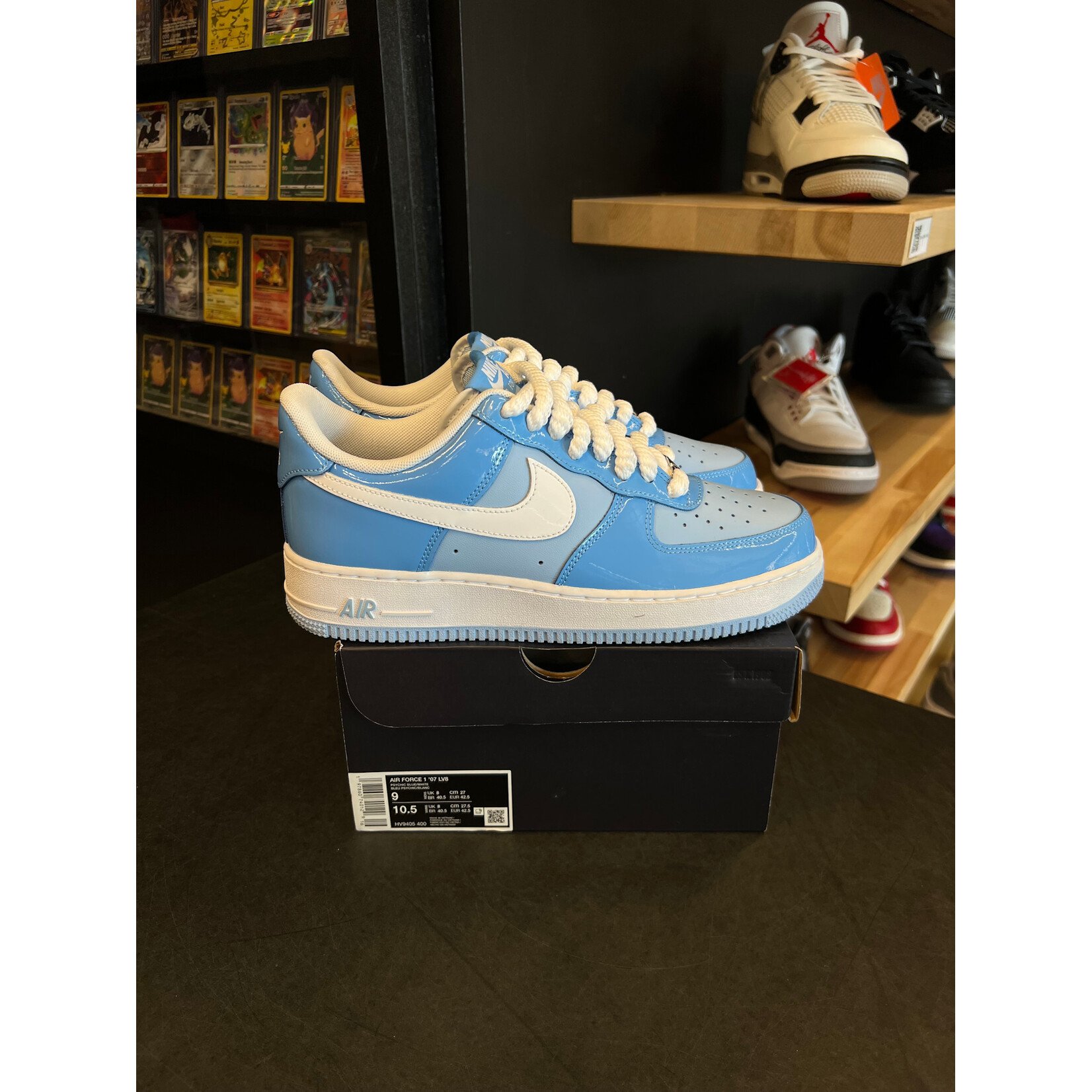 Nike Nike Air Force 1 Low '07 LV8 Phychic Blue White Patent Size 9, PREOWNED