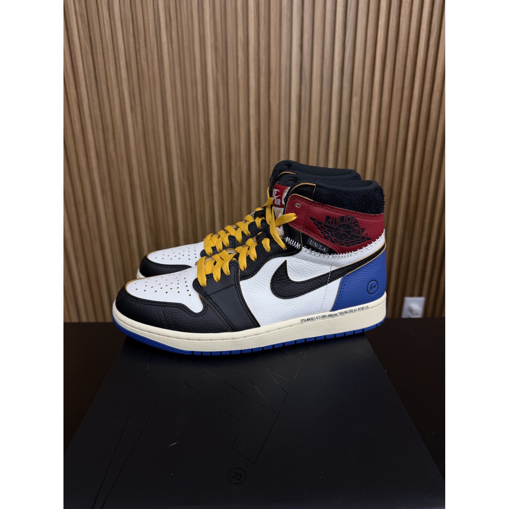 Jordan Jordan 1 Retro High OG SP Fragment x Union LA Varsity Red Sport Royal Size 9, PREOWNED