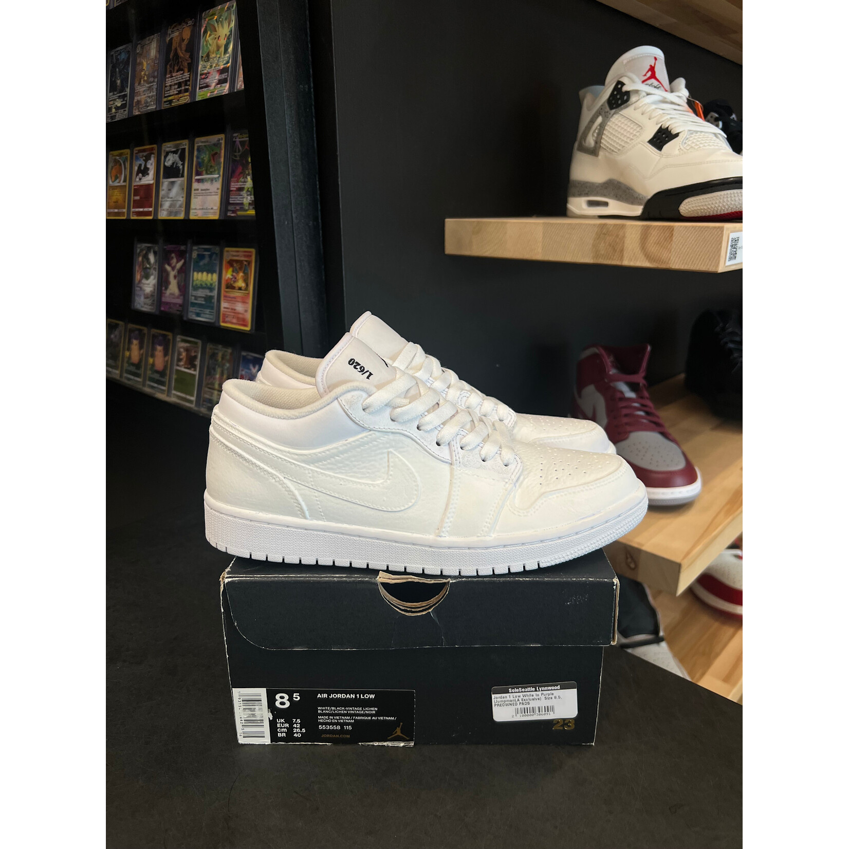 Jordan Jordan 1 Low White to Purple (JumpmanLA Exclusive)  Size 8.5, PREOWNED PADS