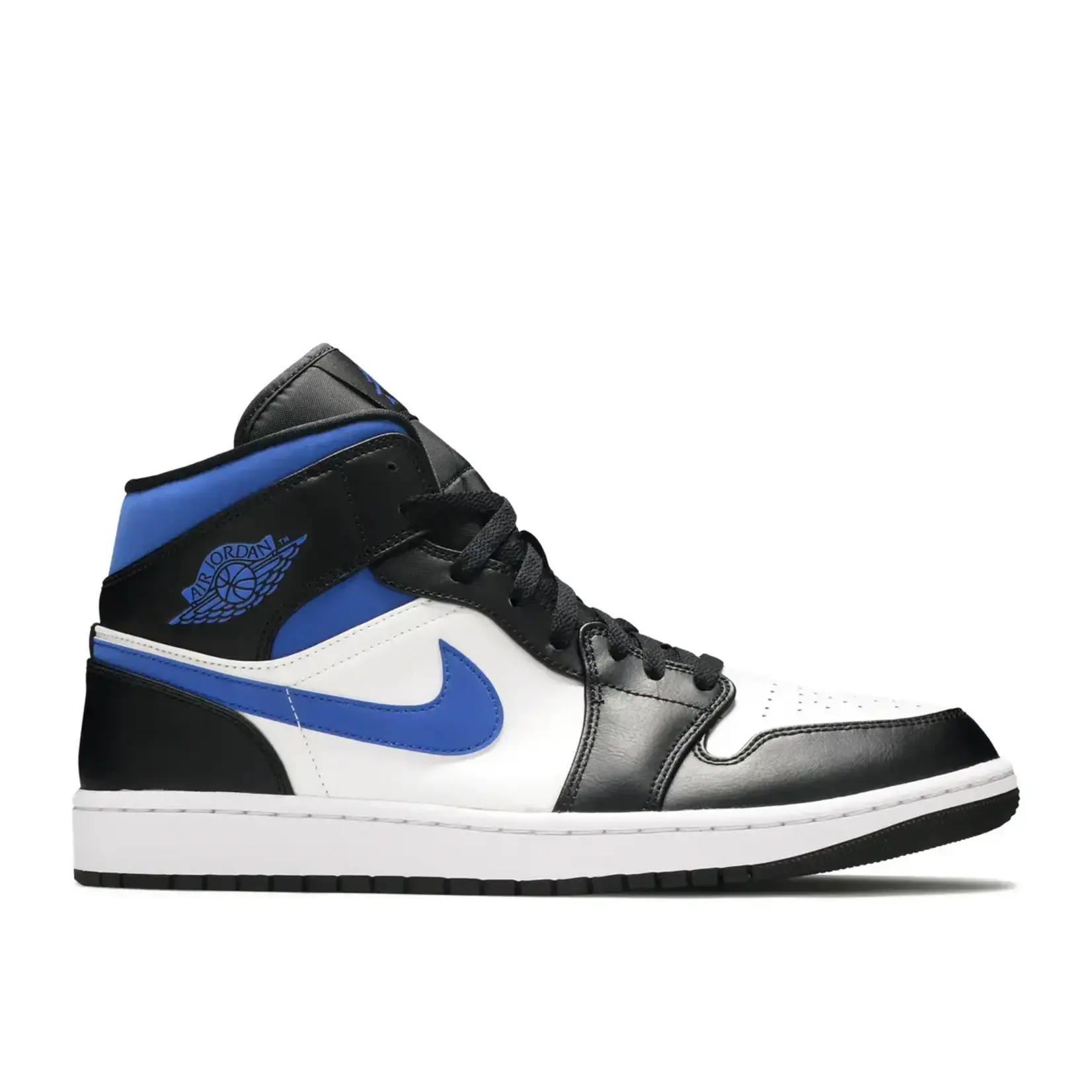 Jordan Jordan 1 Mid White Black Racer Blue Size 12, DS BRAND NEW DAMAGED LID