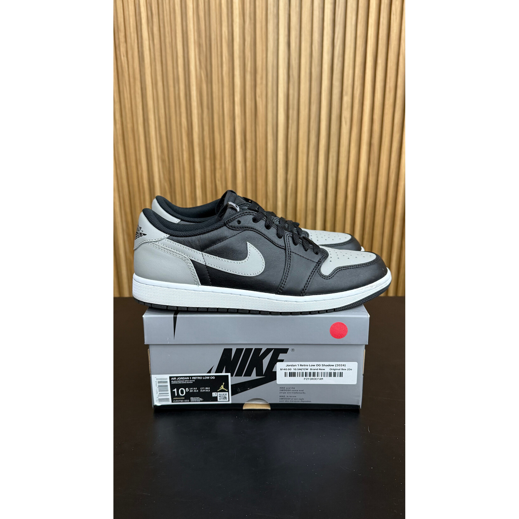 Jordan Jordan 1 Retro Low OG Shadow (2024) Size 10.5, PREOWNED
