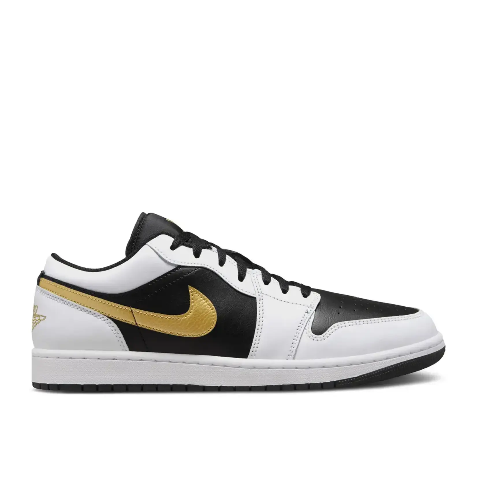 Jordan Jordan 1 Low White Black Metallic Gold Swoosh Size 10.5, DS BRAND NEW*