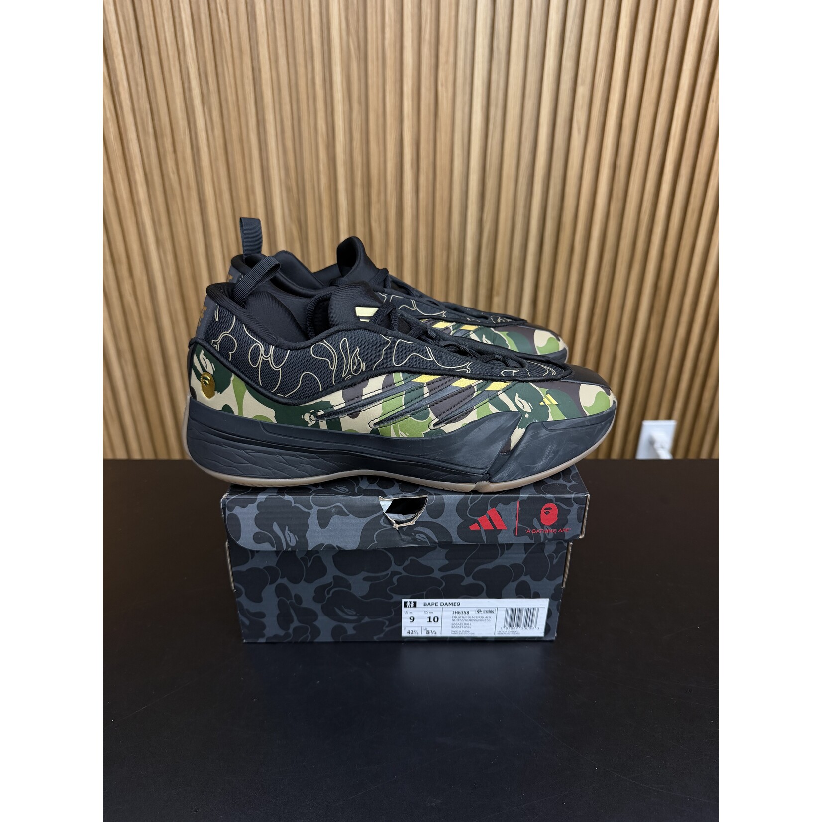 Adidas adidas Dame 9 Bape Black Green Size 9, PREOWNED