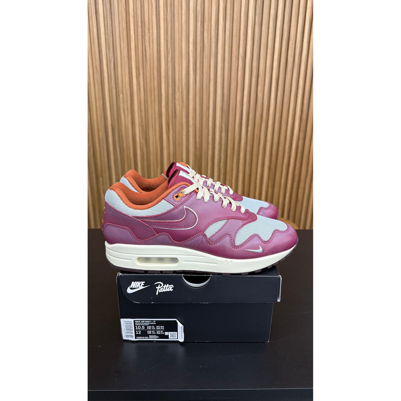Nike Nike Air Max 1 Patta Waves Rush Maroon (with Bracelet) Size 10.5, PREOWNED