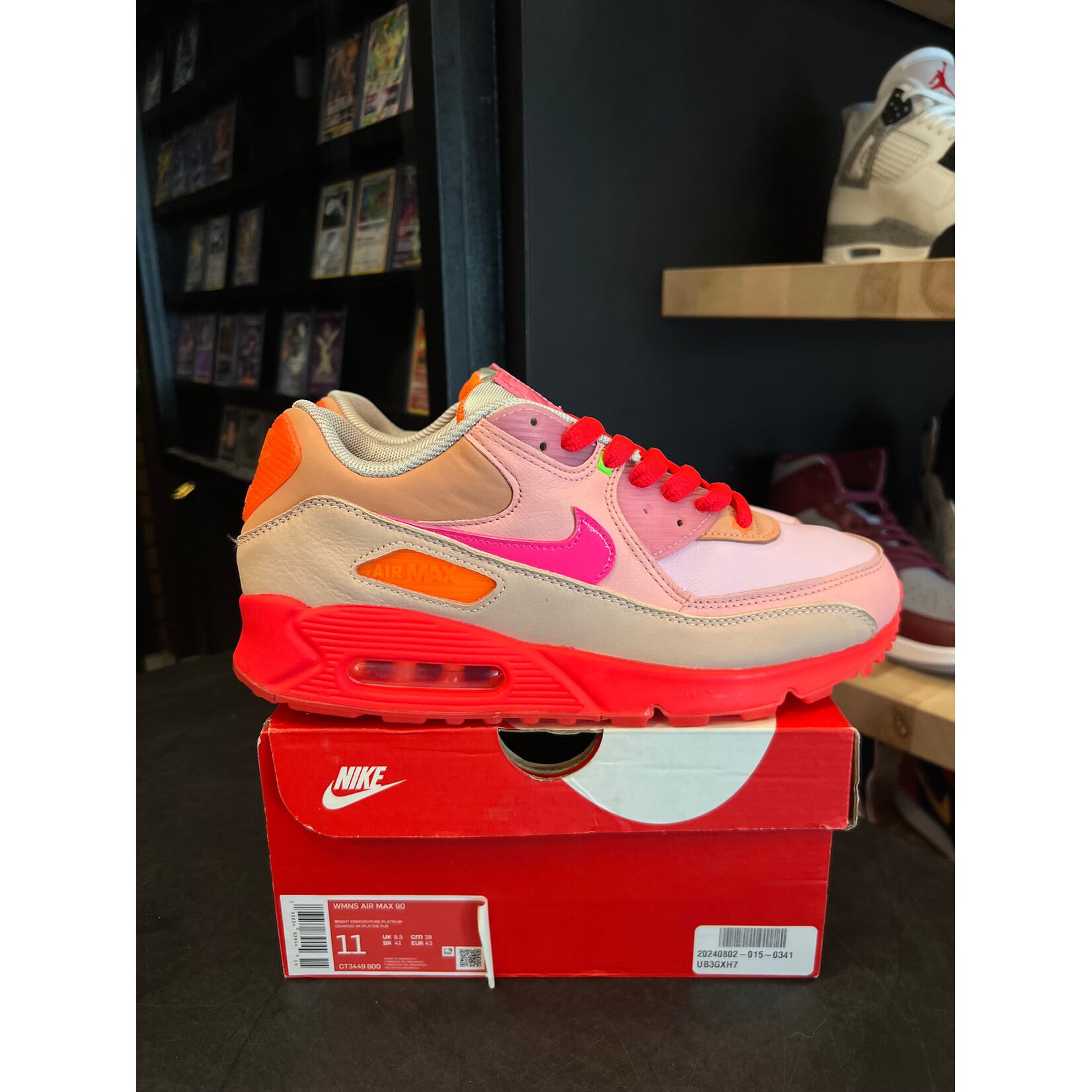 Nike Nike Air Max 90 PRM Platinum Crimson/Bright Purple (Women's) Size 11W, PREOWNED