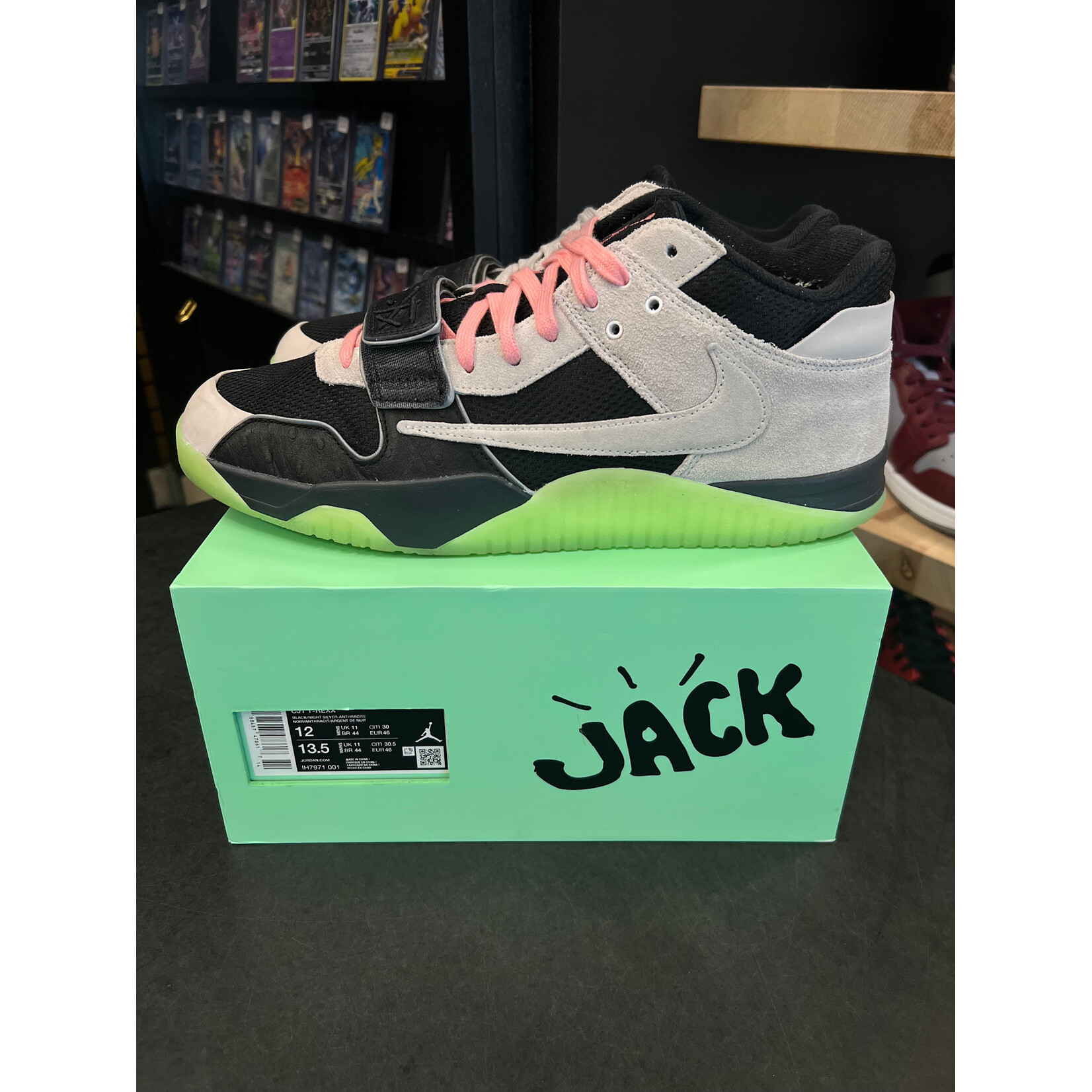 Jordan Jordan Jumpman Jack TR Travis Scott x Chase B Black Night Silver Size 12, PREOWNED