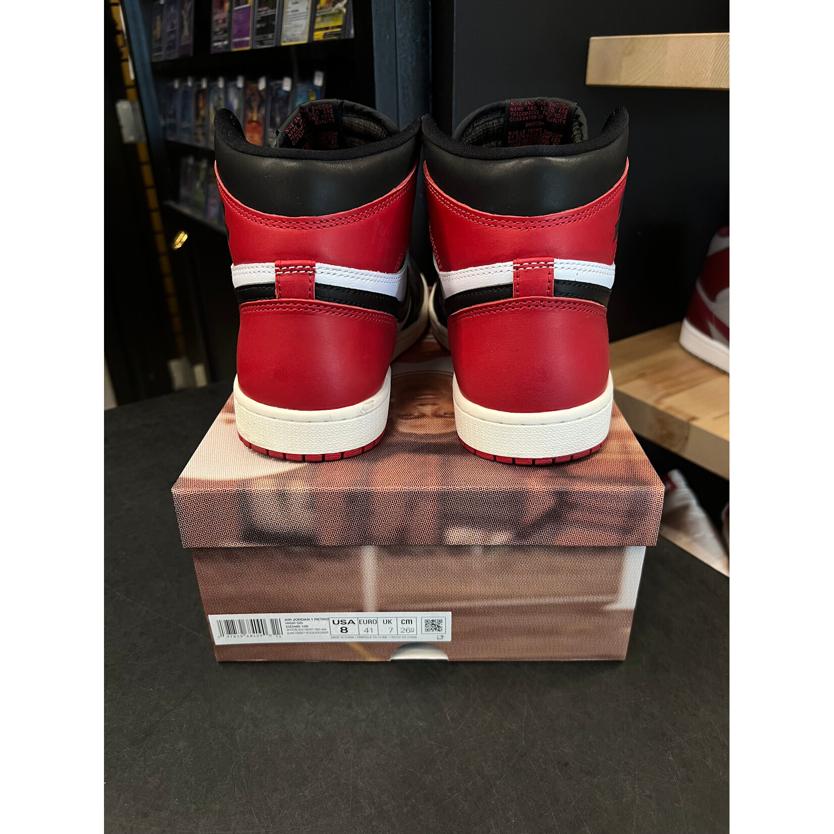 Jordan Jordan 1 Retro High OG Black Toe Reimagined Size 8, PREOWNED