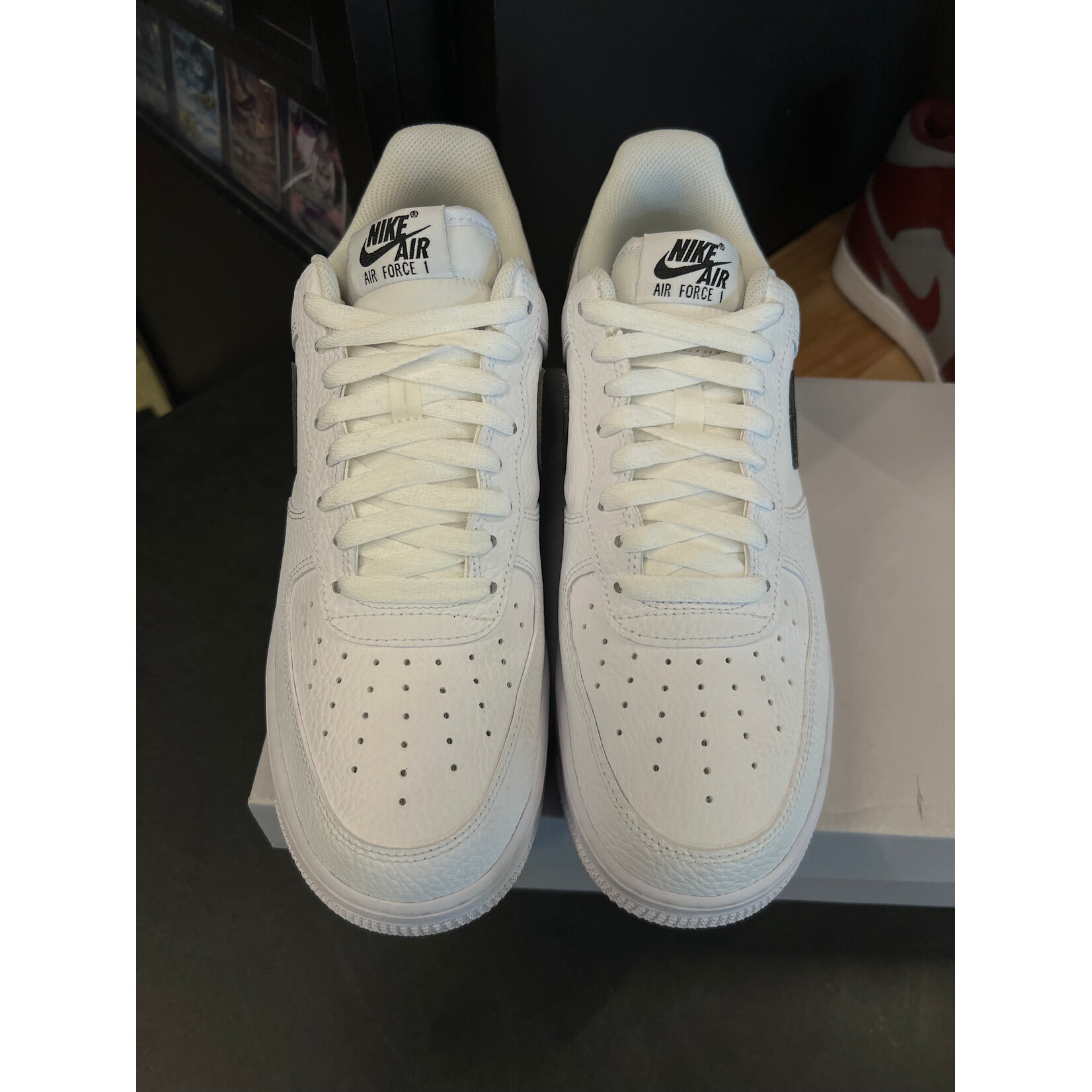 Nike Nike Air Force 1 Low '07White Black Pebbled Leather Size 9.5, PREOWNED