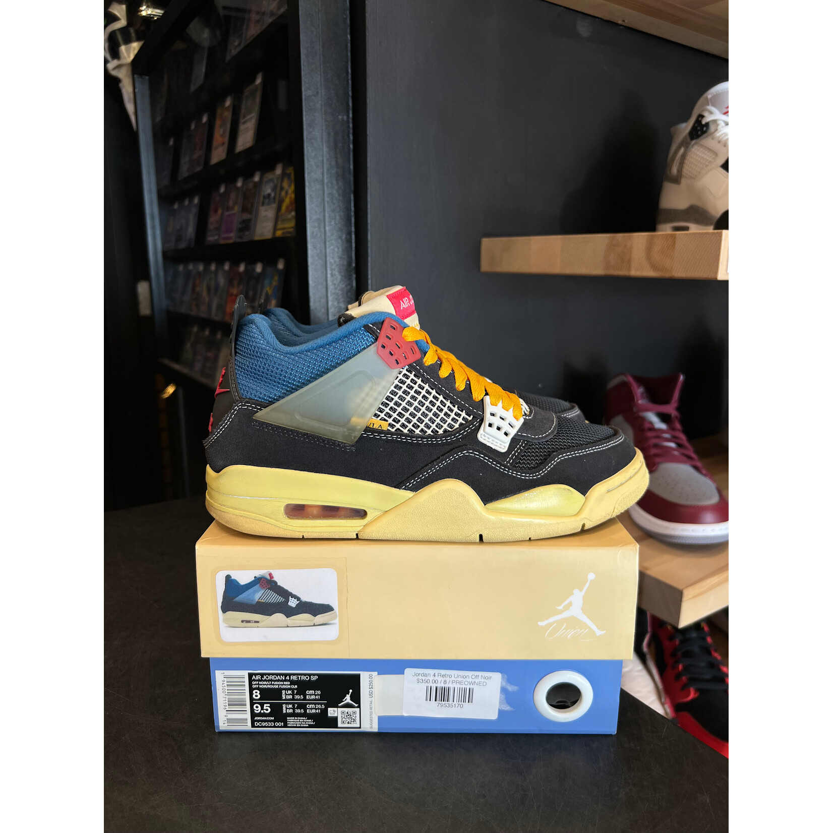 Jordan Jordan 4 Retro Union Off Noir Size 8, PREOWNED