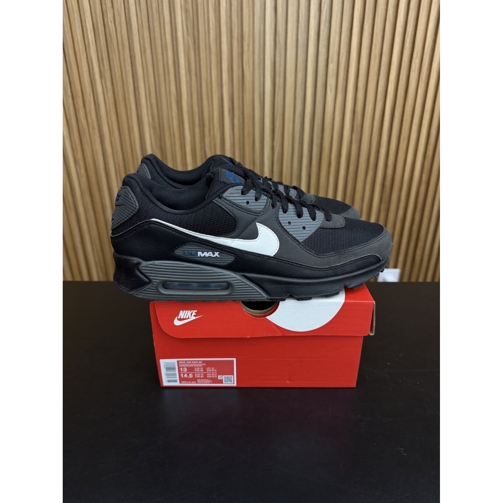 Nike Nike Air Max 90 Black Marina Iron Grey White Size 13, PREOWNED