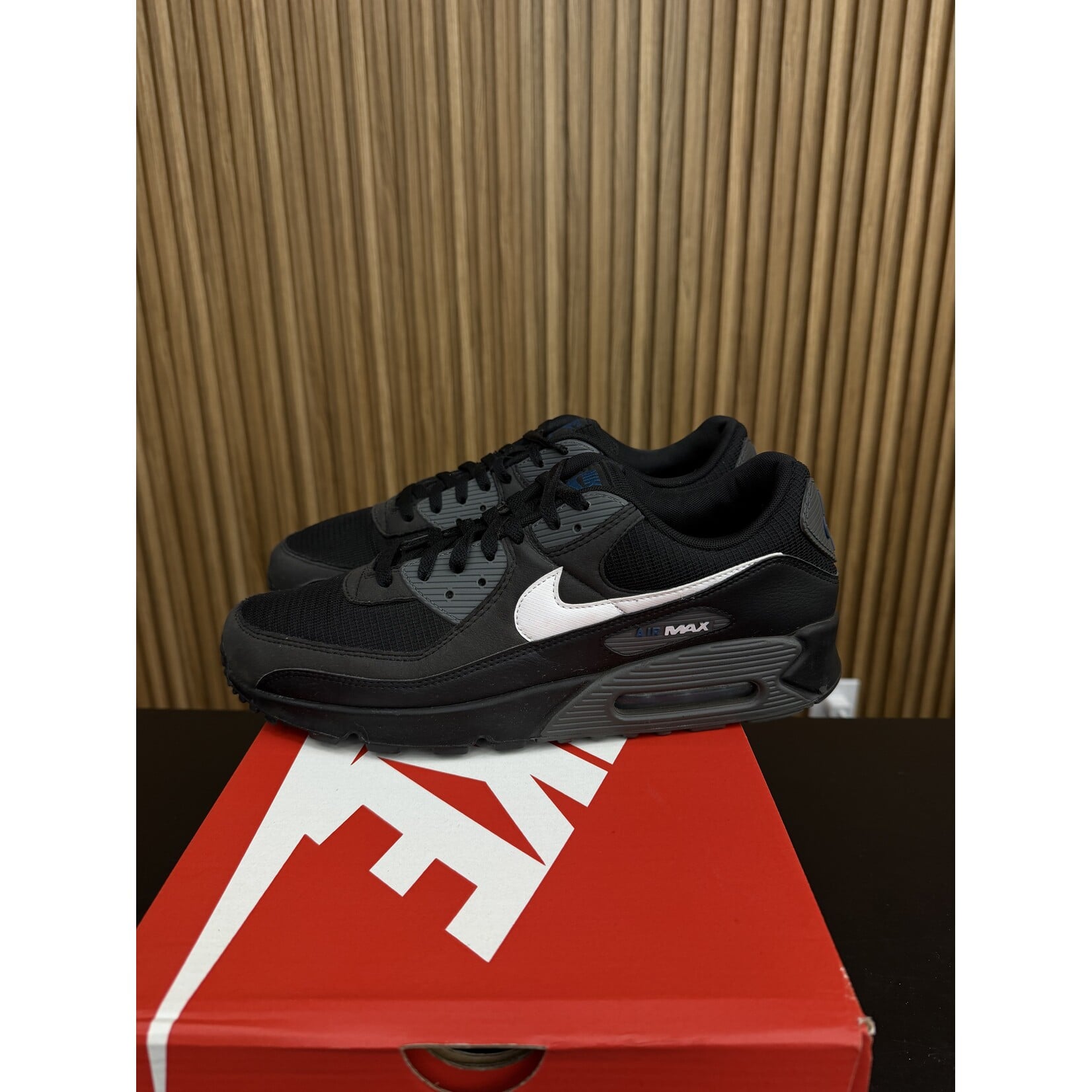 Nike Nike Air Max 90 Black Marina Iron Grey White Size 13, PREOWNED