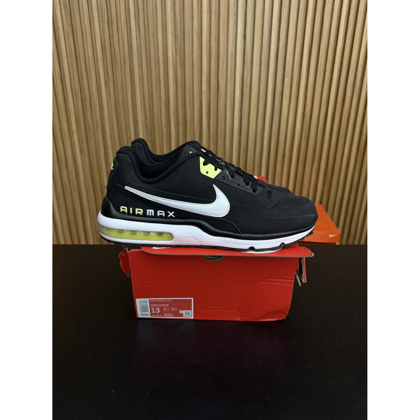 Nike Nike Air Max LTD 3 Black Light Lemon Twist Size 13, PREOWNED DAMAGE BOX