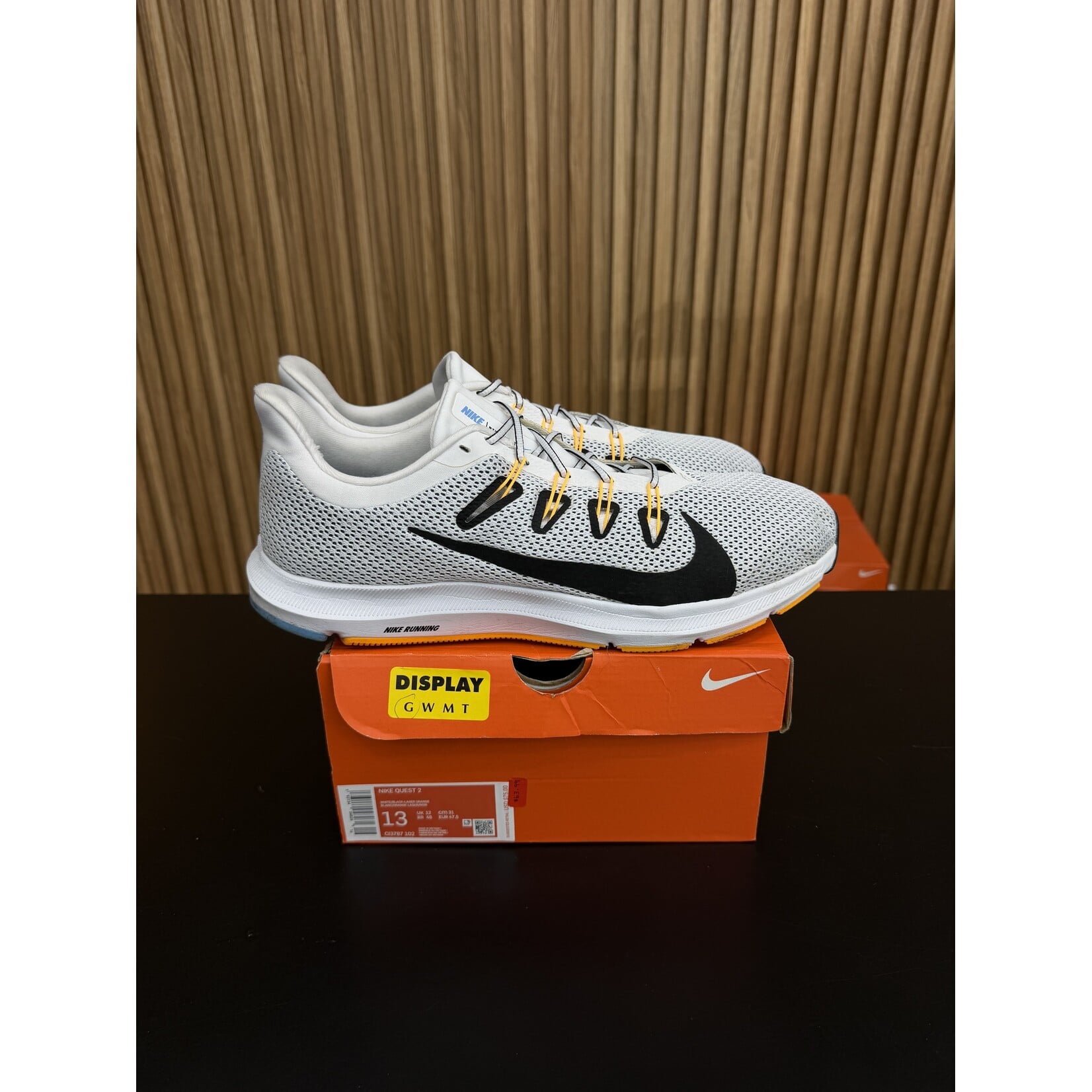 Nike Nike Quest 2 White Black Laser Orange Size 13, PREOWNED