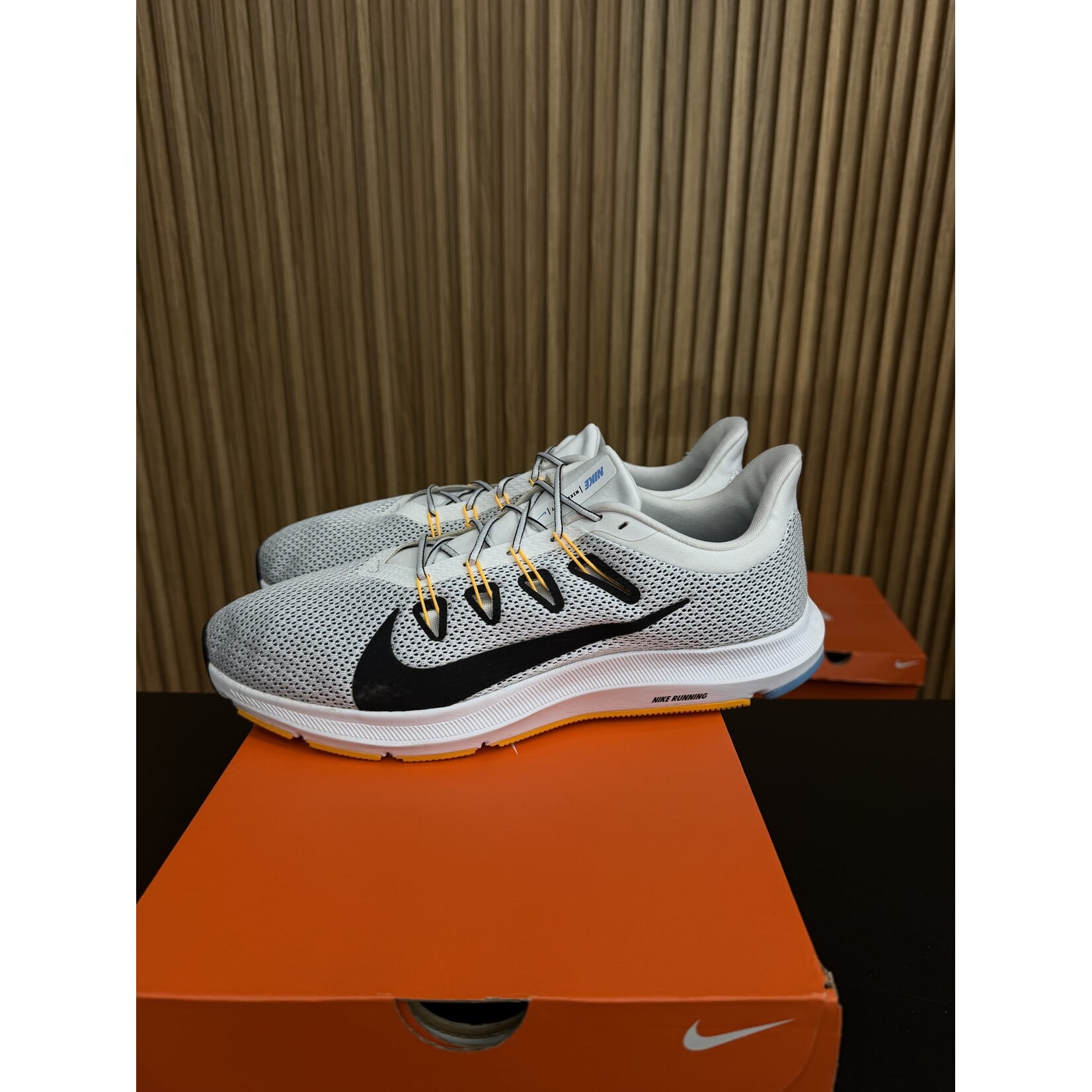 Nike Nike Quest 2 White Black Laser Orange Size 13, PREOWNED