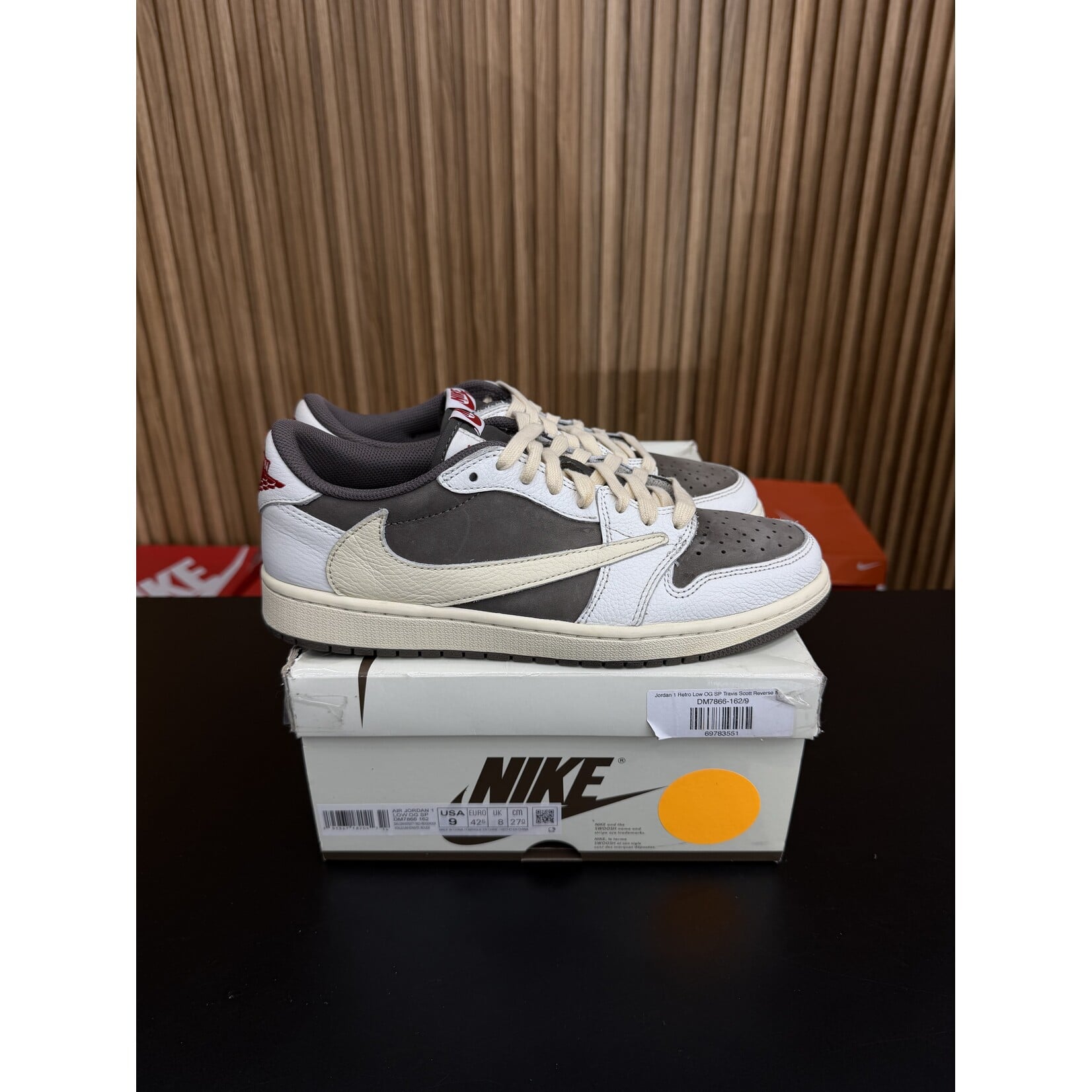 Jordan Jordan 1 Retro Low OG SP Travis Scott Reverse Mocha Size 9, PREOWNED*