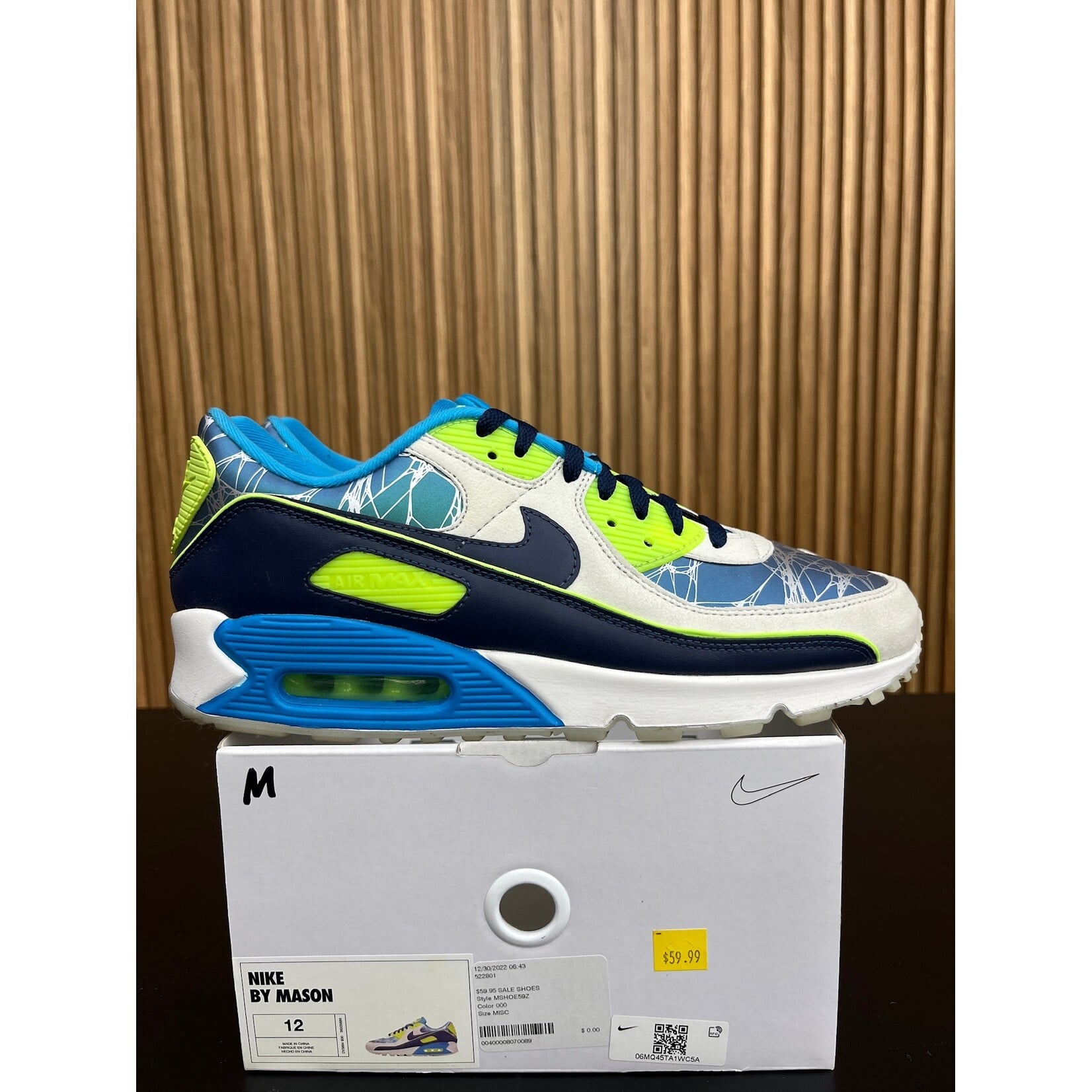 Nike Nike By You Air Max 90 Teal/Navy/Green Size 12, PREOWNED NO TOP LID