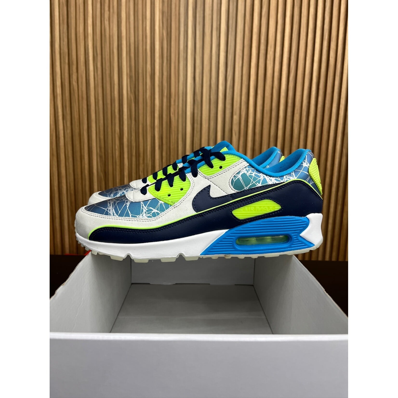 Nike Nike By You Air Max 90 Teal/Navy/Green Size 12, PREOWNED NO TOP LID