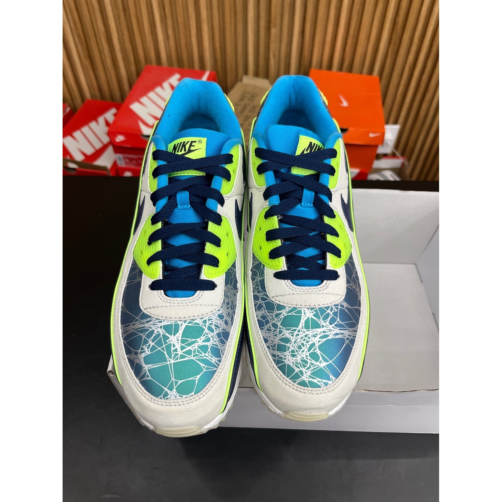 Nike Nike By You Air Max 90 Teal/Navy/Green Size 12, PREOWNED NO TOP LID