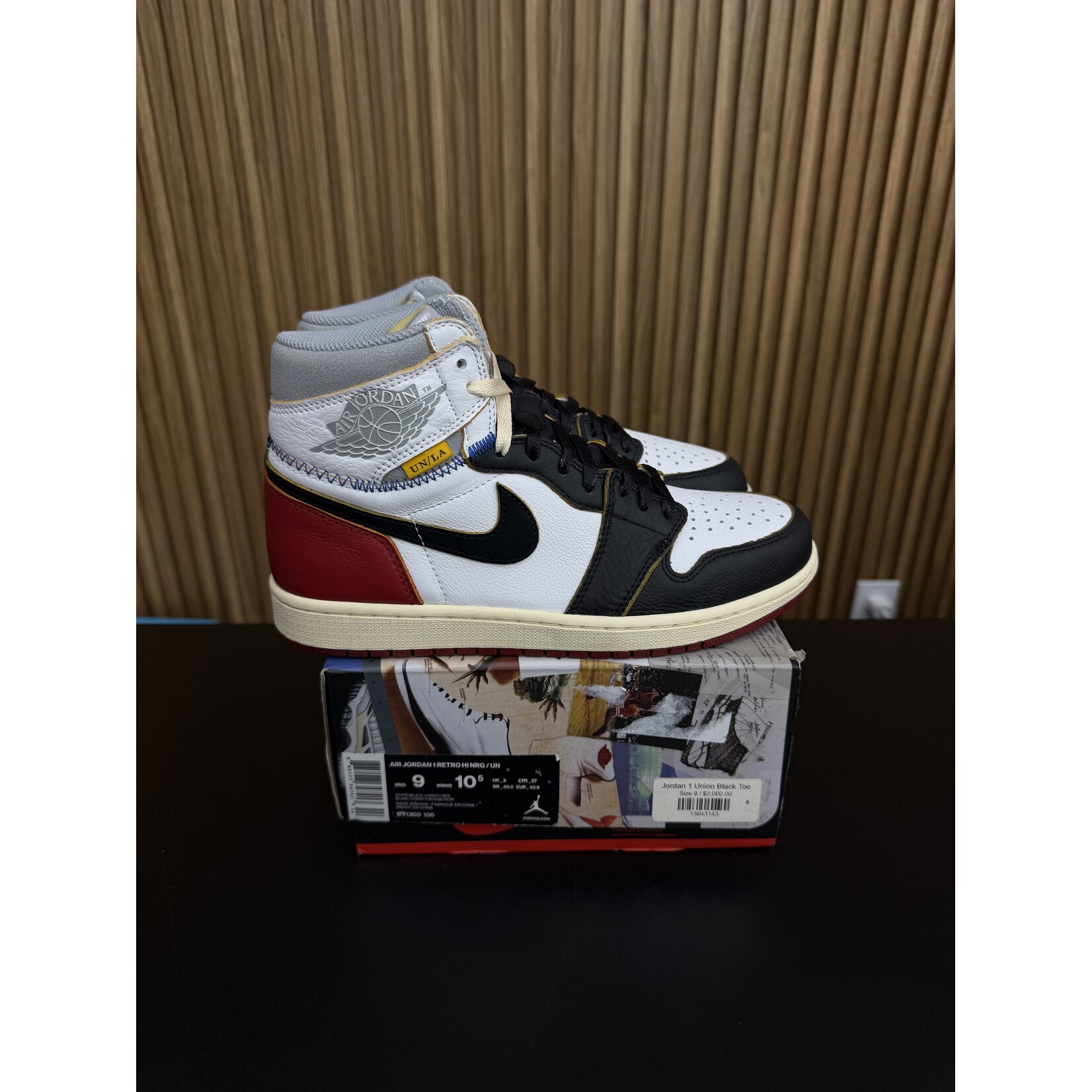 Jordan Jordan 1 Retro High Union Los Angeles Black Toe Size 9, PREOWNED*