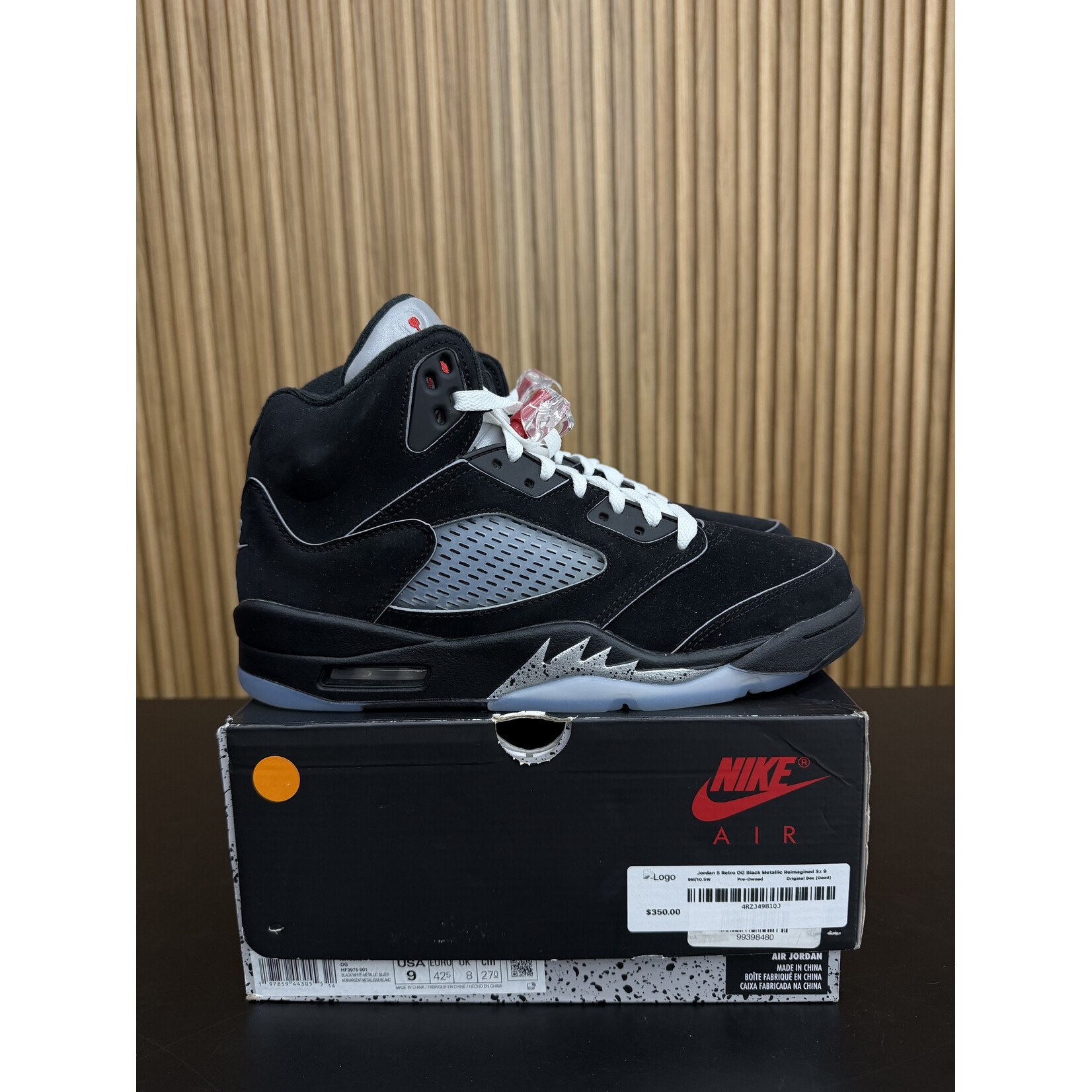 Jordan Jordan 5 Retro OG Black Metallic Reimagined Size 9, PREOWNED*
