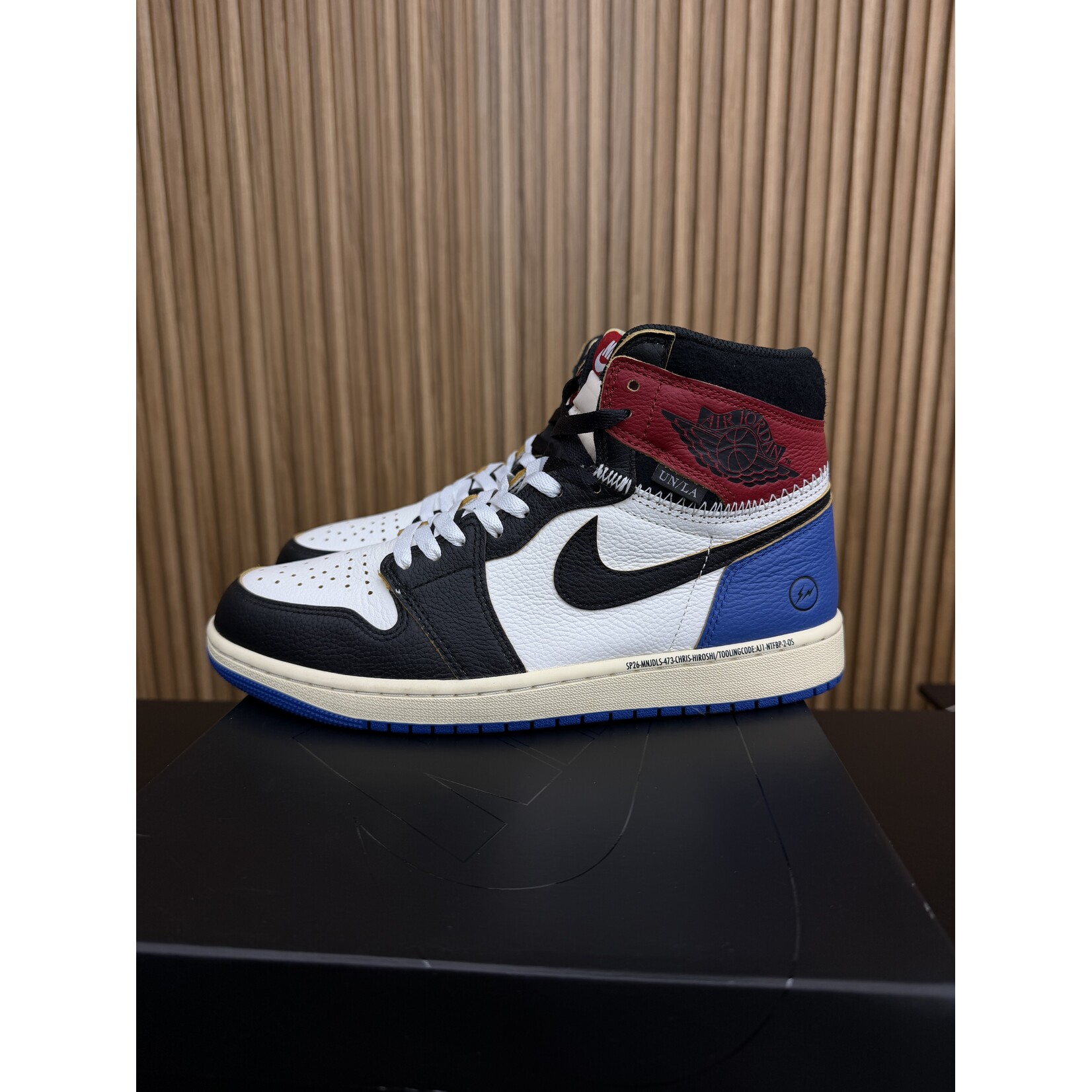 Jordan Jordan 1 Retro High OG SP Fragment x Union LA Varsity Red Sport Royal Size 9, PREOWNED*