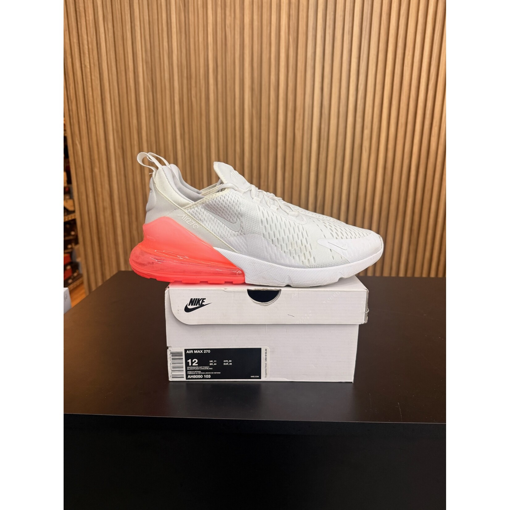 Nike Nike Air Max 270 White Pack Hot Punch Size 12, PREOWNED NO INSOLE