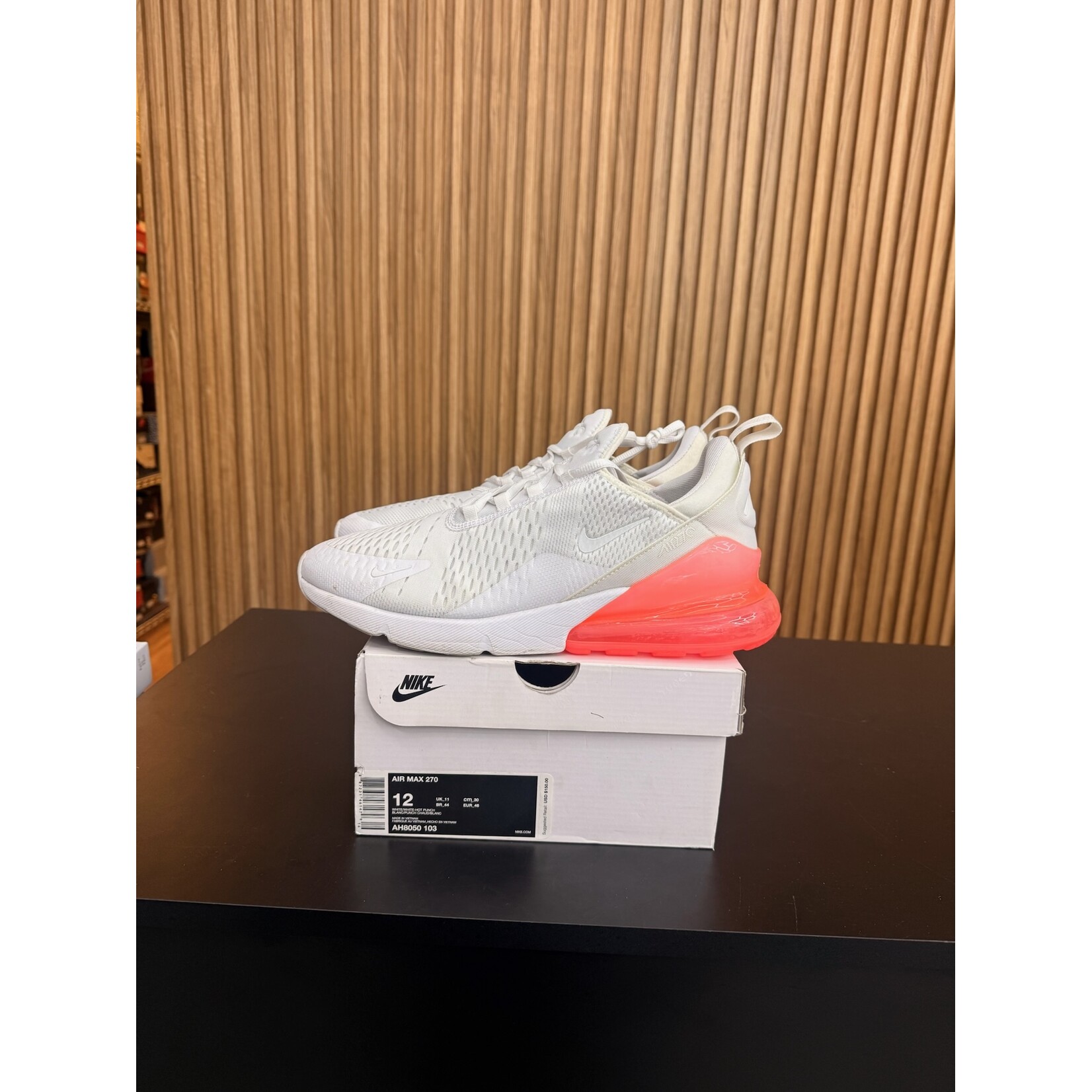 Nike Nike Air Max 270 White Pack Hot Punch Size 12, PREOWNED NO INSOLE