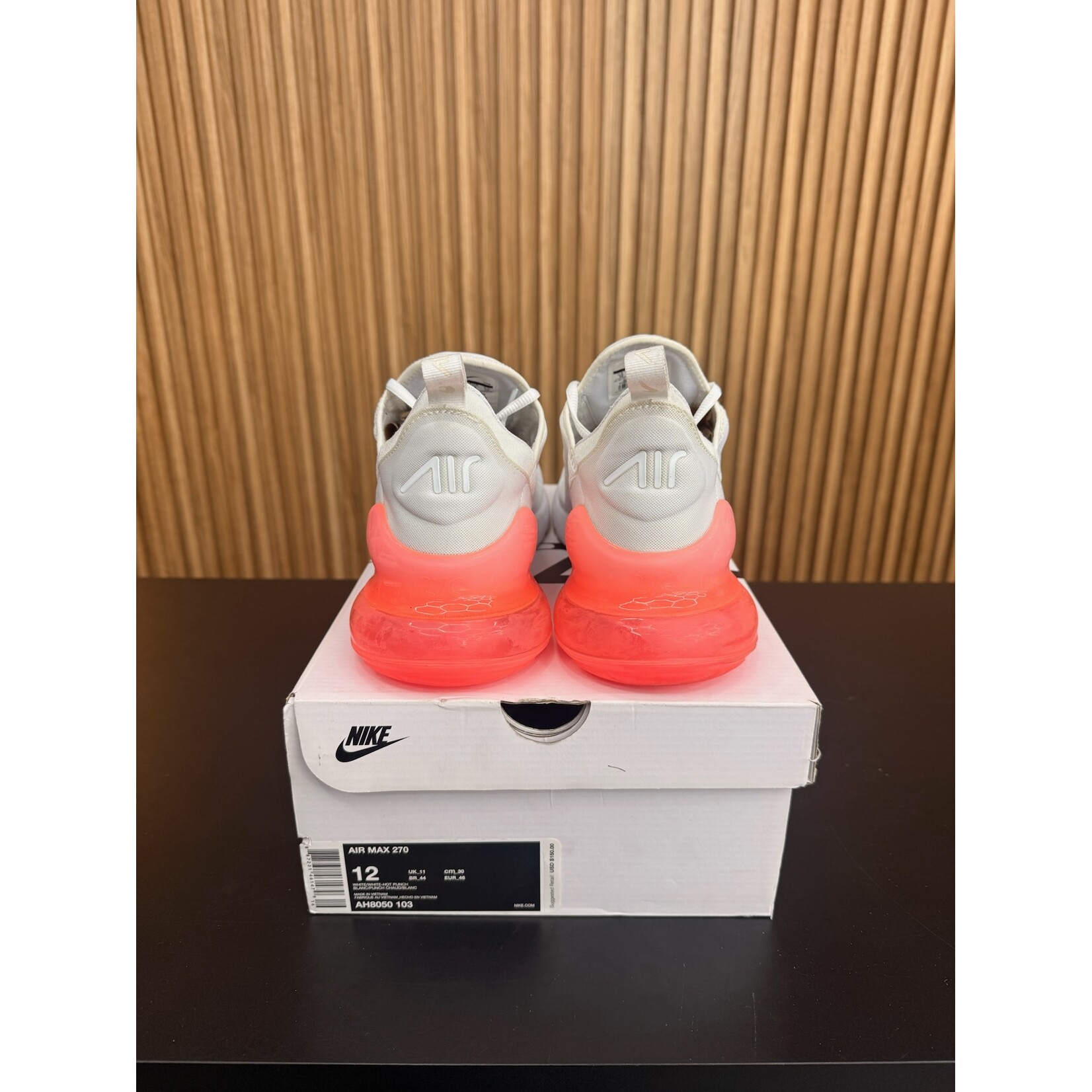 Nike Nike Air Max 270 White Pack Hot Punch Size 12, PREOWNED NO INSOLE
