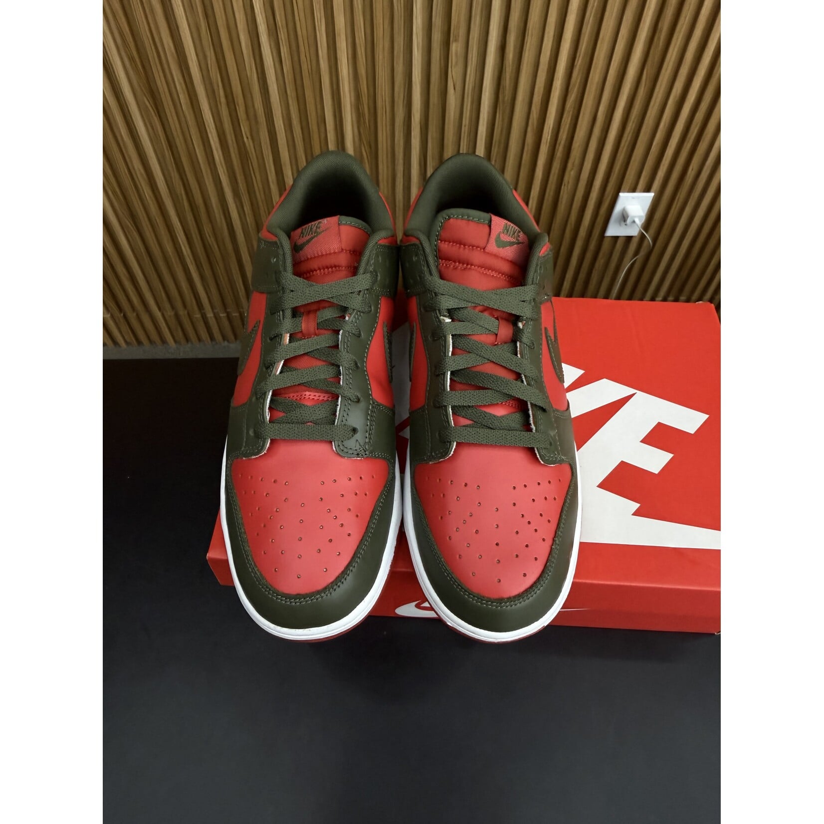 Nike Nike Dunk Low Mystic Red Cargo Khaki Size 13, PREOWNED