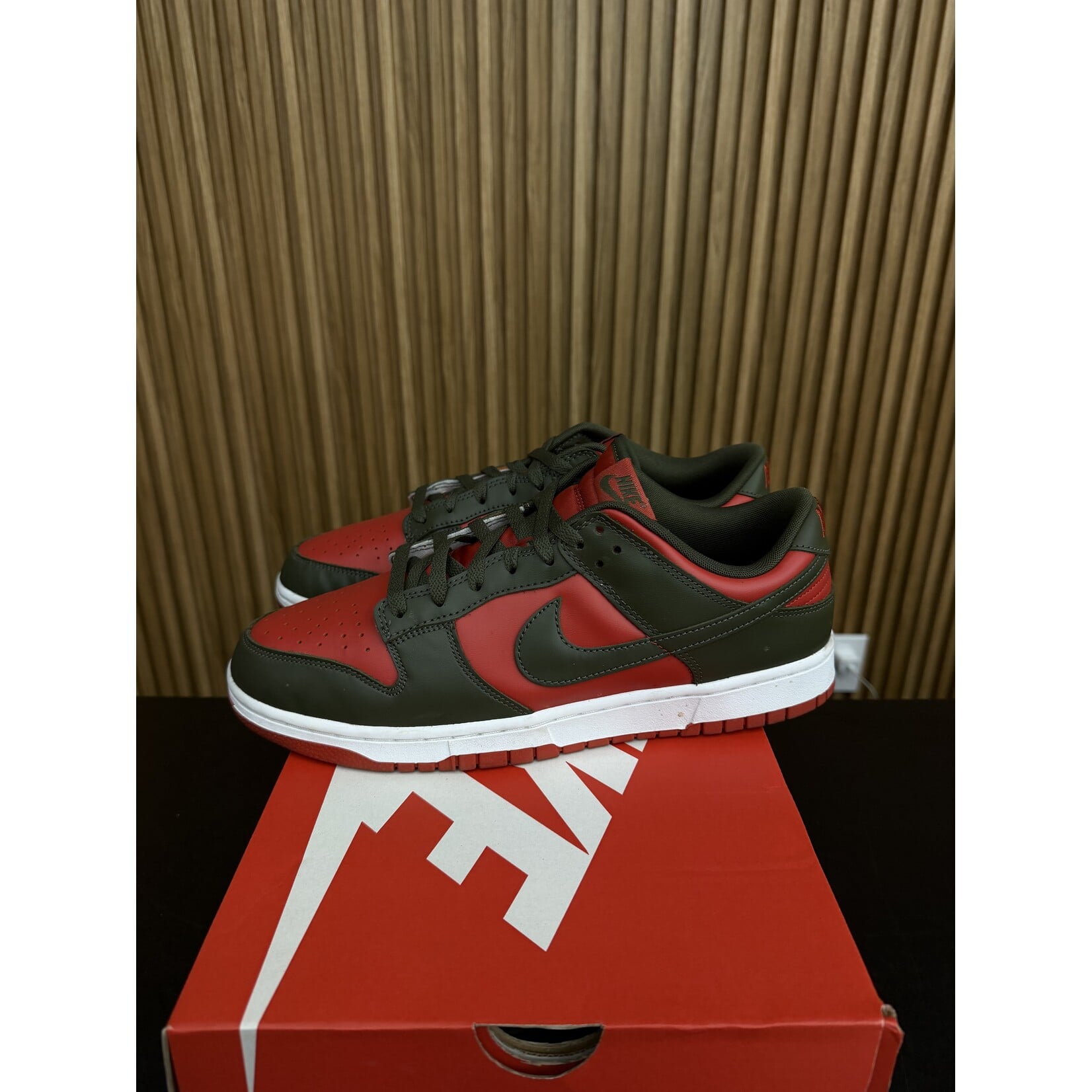 Nike Nike Dunk Low Mystic Red Cargo Khaki Size 13, PREOWNED