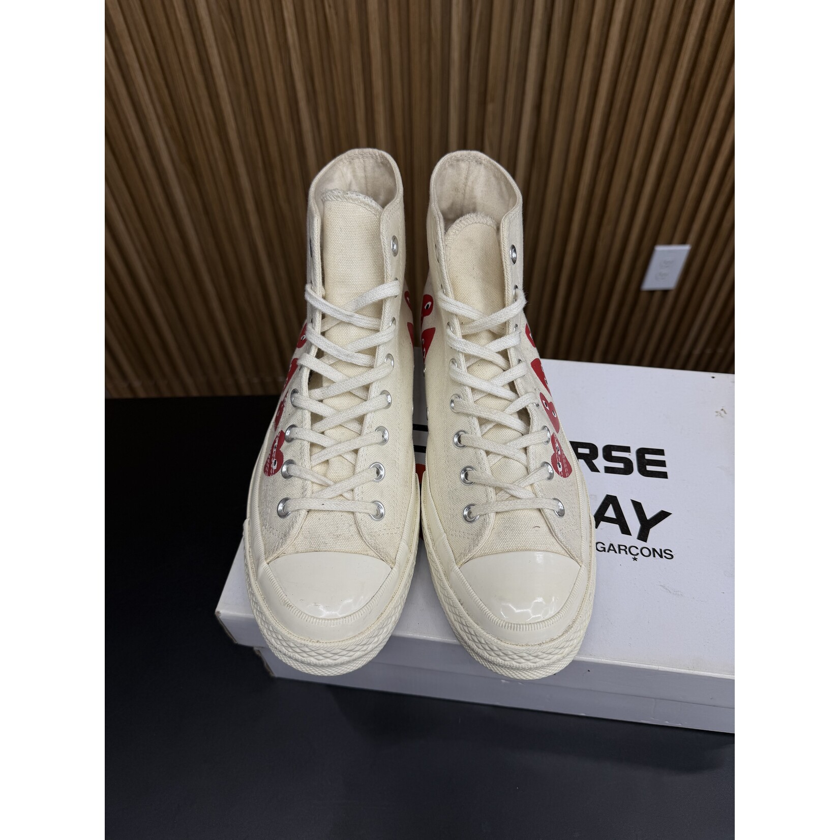 Converse Converse Chuck Taylor All Star 70 Hi Comme des Garcons PLAY Multi-Heart White Size 10, PREOWNED