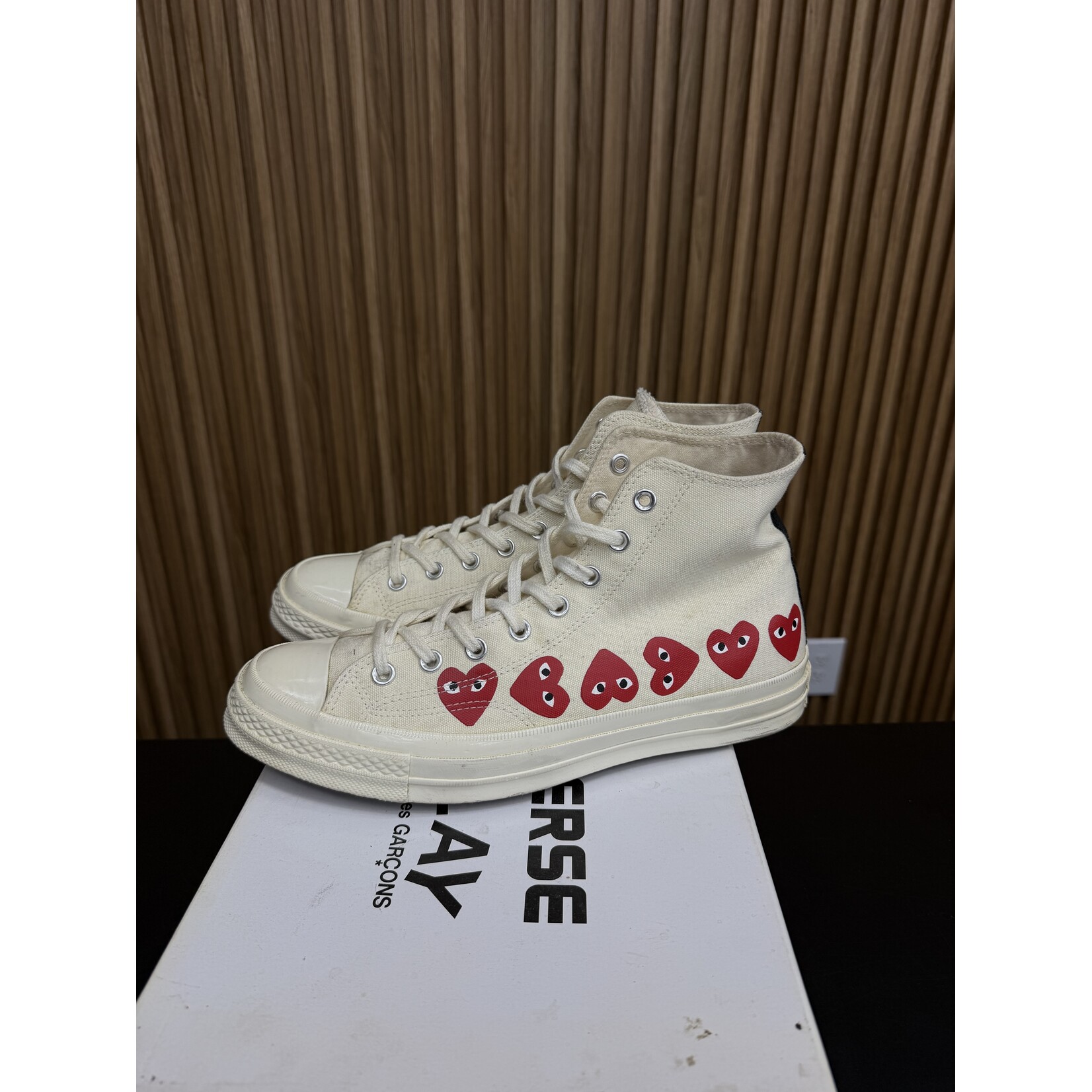 Converse Converse Chuck Taylor All Star 70 Hi Comme des Garcons PLAY Multi-Heart White Size 10, PREOWNED
