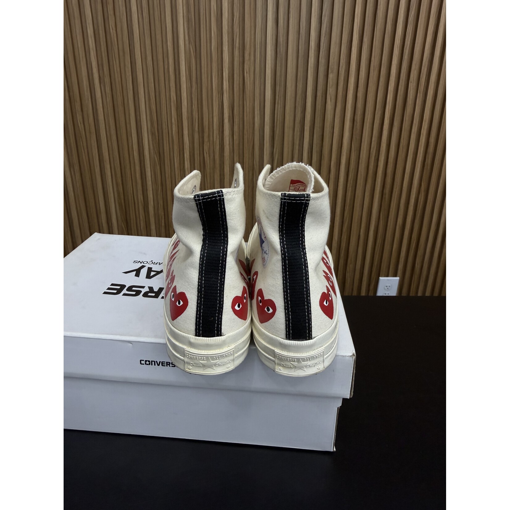 Converse Converse Chuck Taylor All Star 70 Hi Comme des Garcons PLAY Multi-Heart White Size 10, PREOWNED