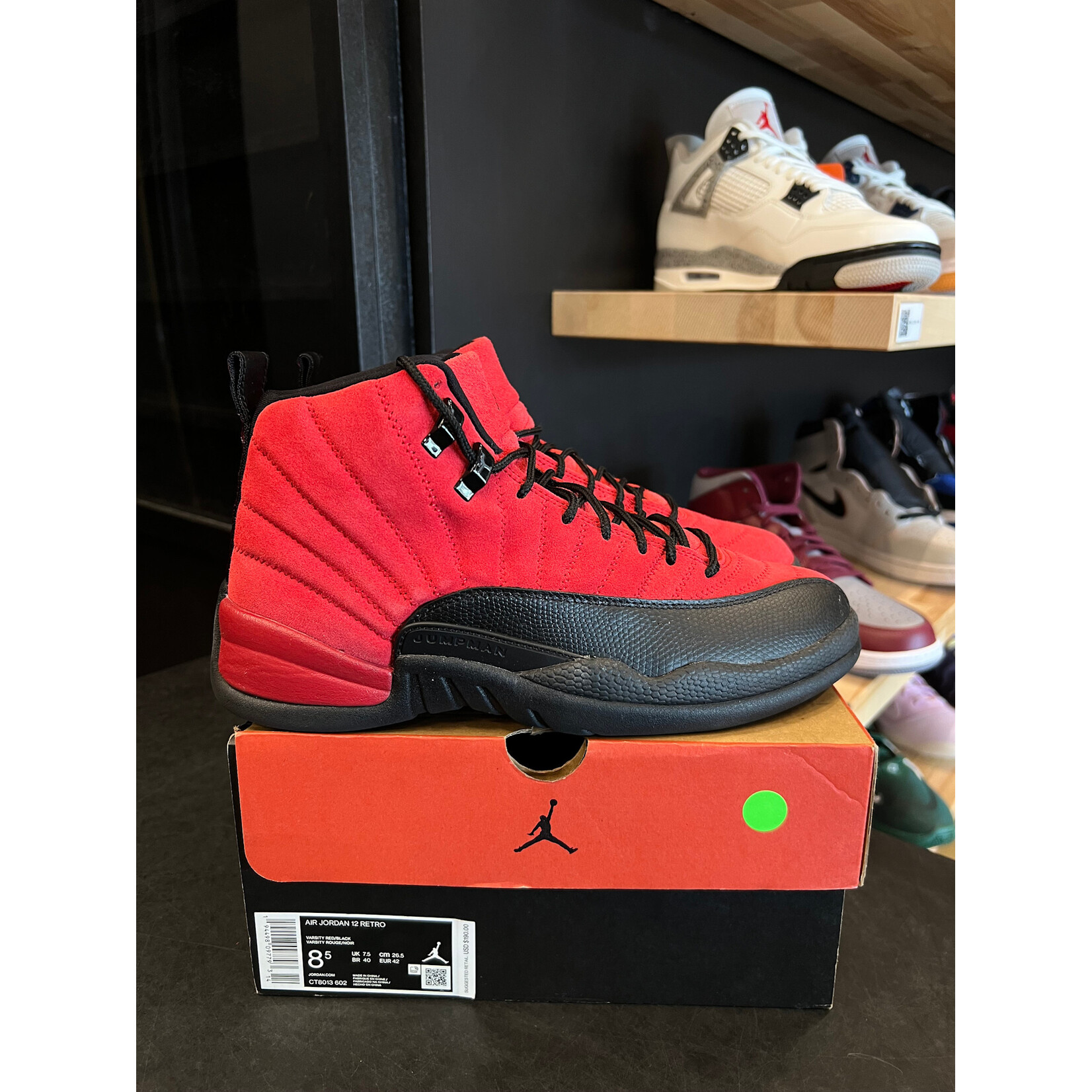 Jordan Jordan 12 Retro Reverse Flu Game Size 8.5, PREOWNED