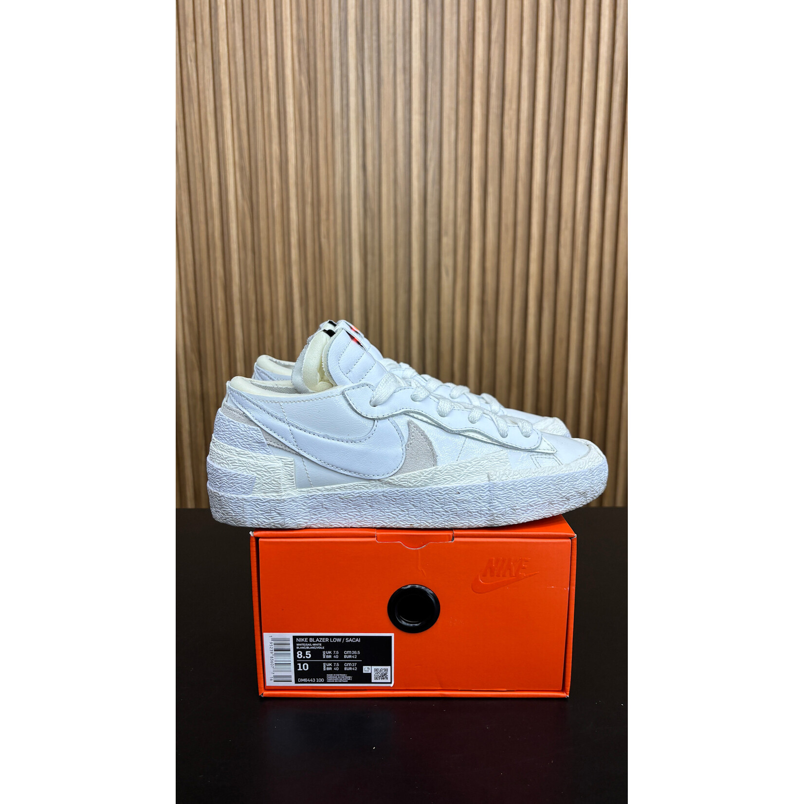 Nike Nike Blazer Low sacai White Patent Leather Size 8.5, PREOWNED