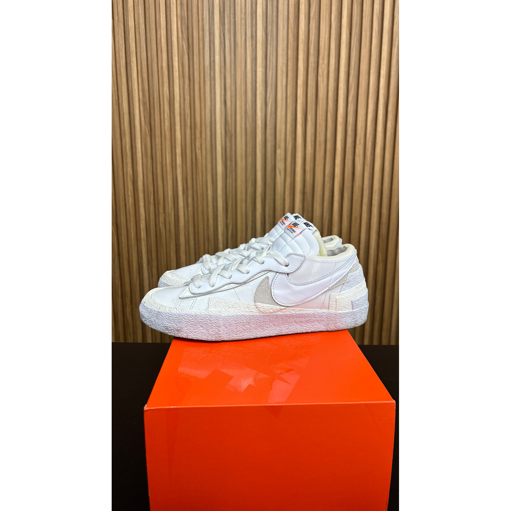 Nike Nike Blazer Low sacai White Patent Leather Size 8.5, PREOWNED