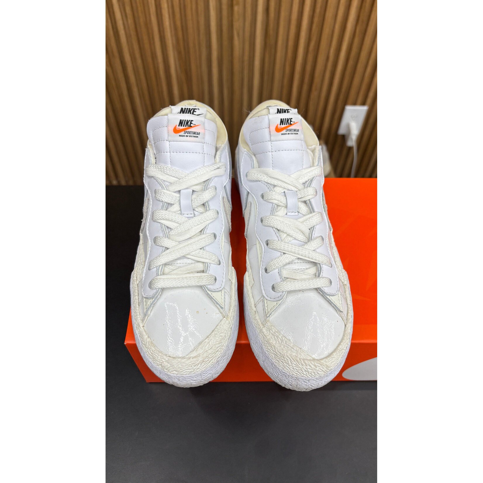 Nike Nike Blazer Low sacai White Patent Leather Size 8.5, PREOWNED