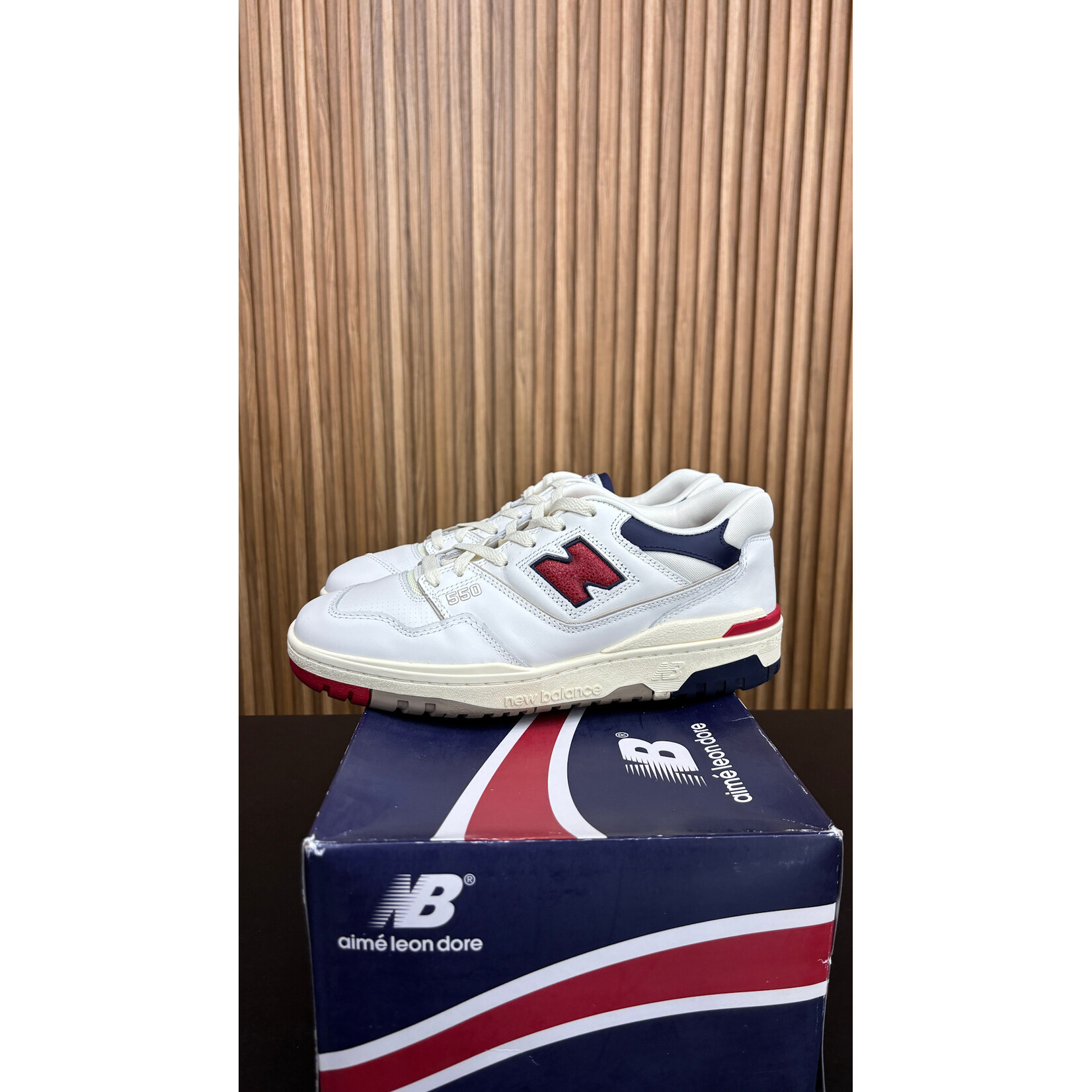 New New Balance 550 Aime Leon Dore White Navy Red Size 8.5, PREOWNED