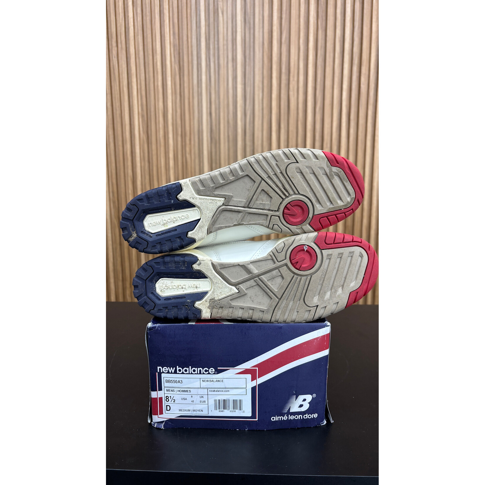 New New Balance 550 Aime Leon Dore White Navy Red Size 8.5, PREOWNED