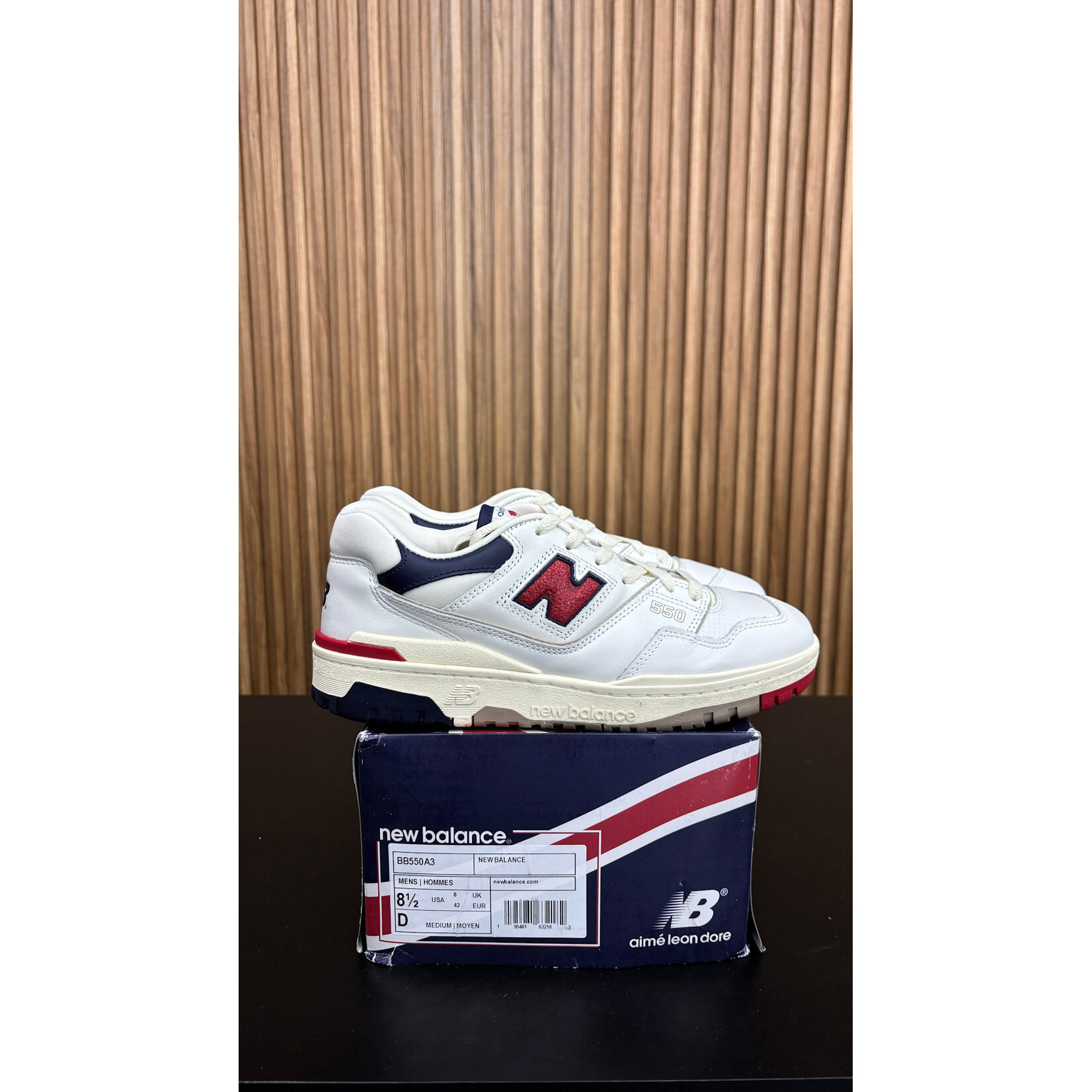 New New Balance 550 Aime Leon Dore White Navy Red Size 8.5, PREOWNED