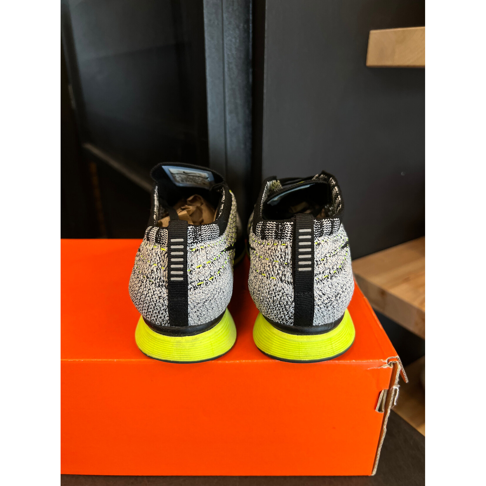 Nike Nike Flyknit Racer Oreo Volt Size 4.5, PREOWNED