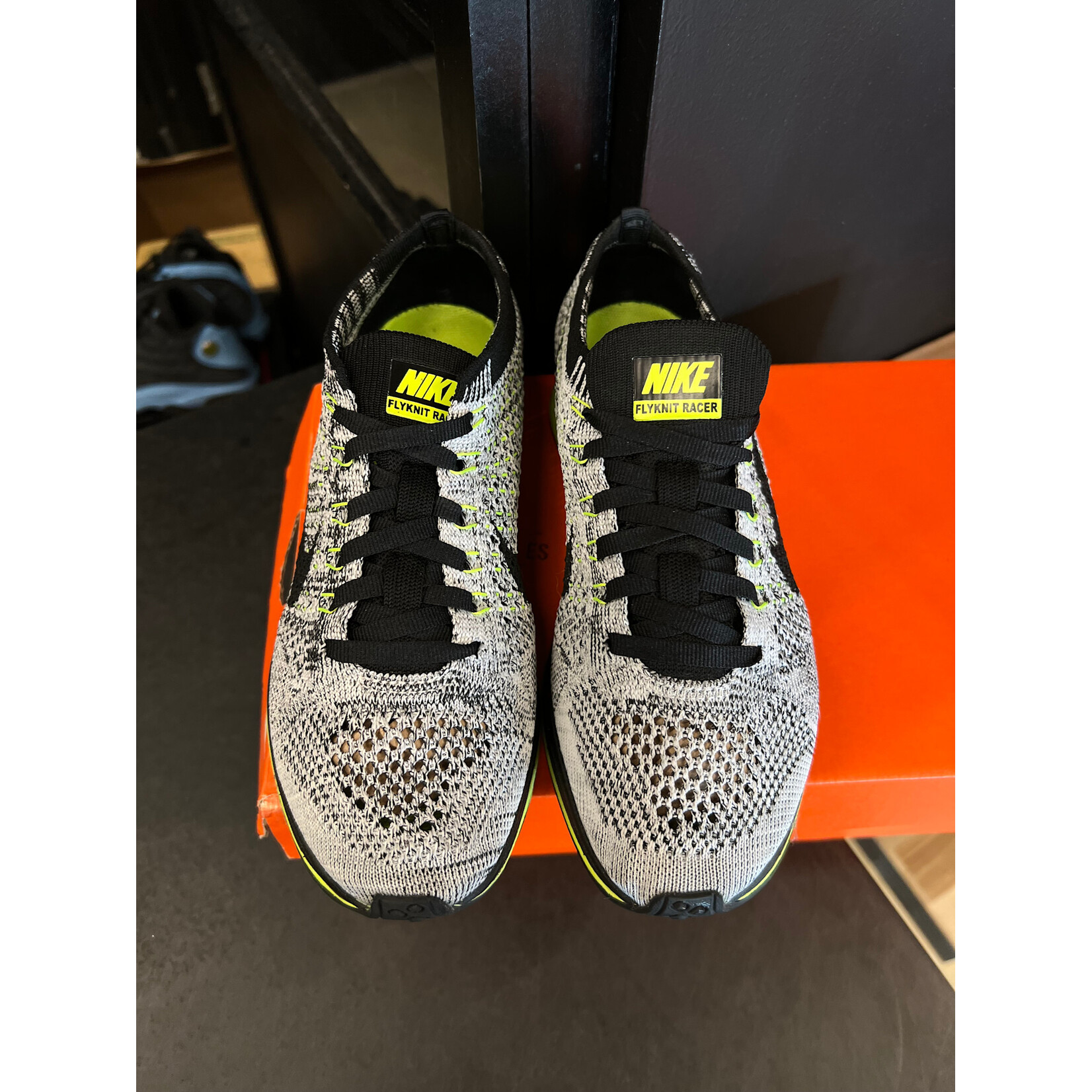 Nike Nike Flyknit Racer Oreo Volt Size 4.5, PREOWNED