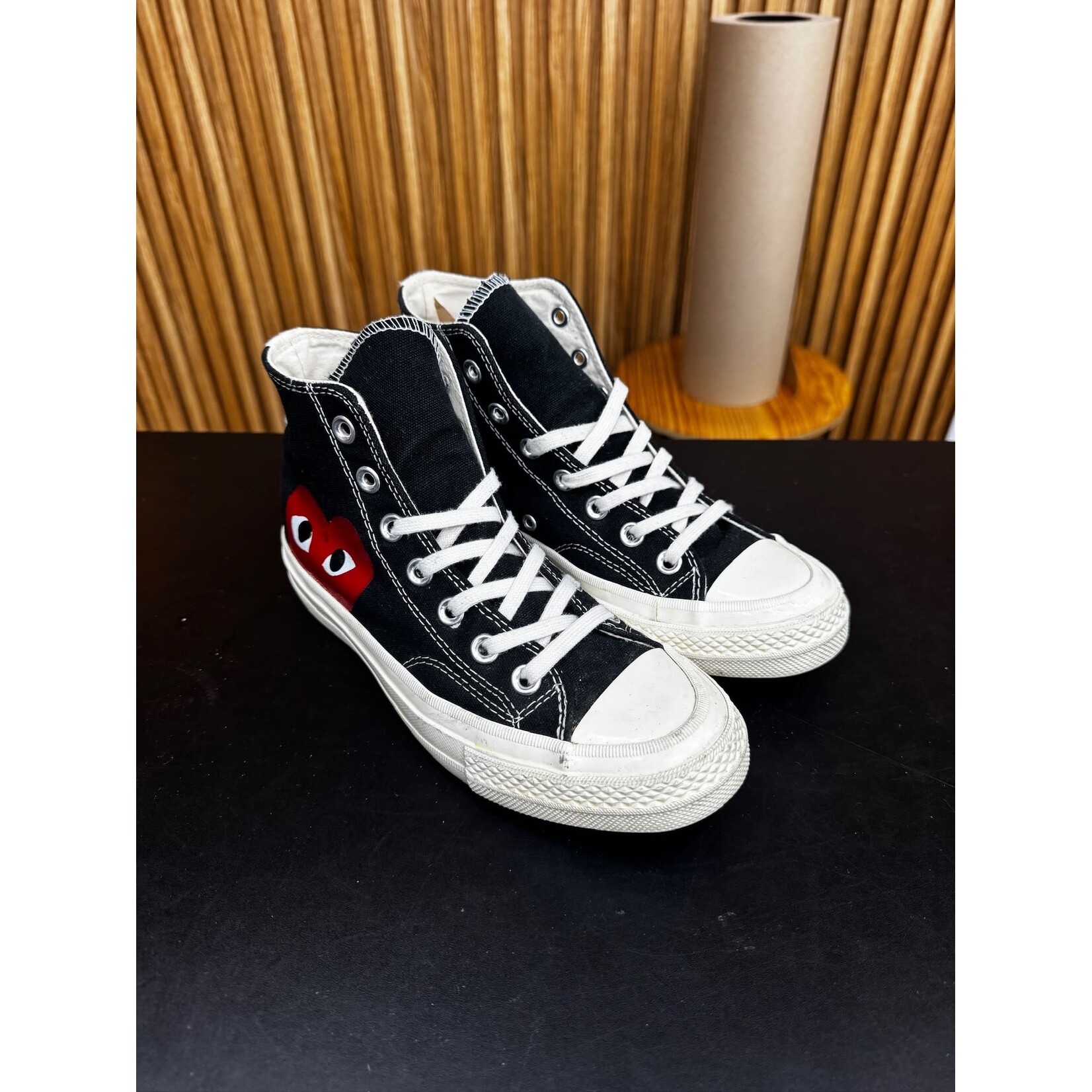 Converse Converse Chuck Taylor All Star 70 Hi Comme des Garcons PLAY Black Size 4.5, PREOWNED NO BOX*