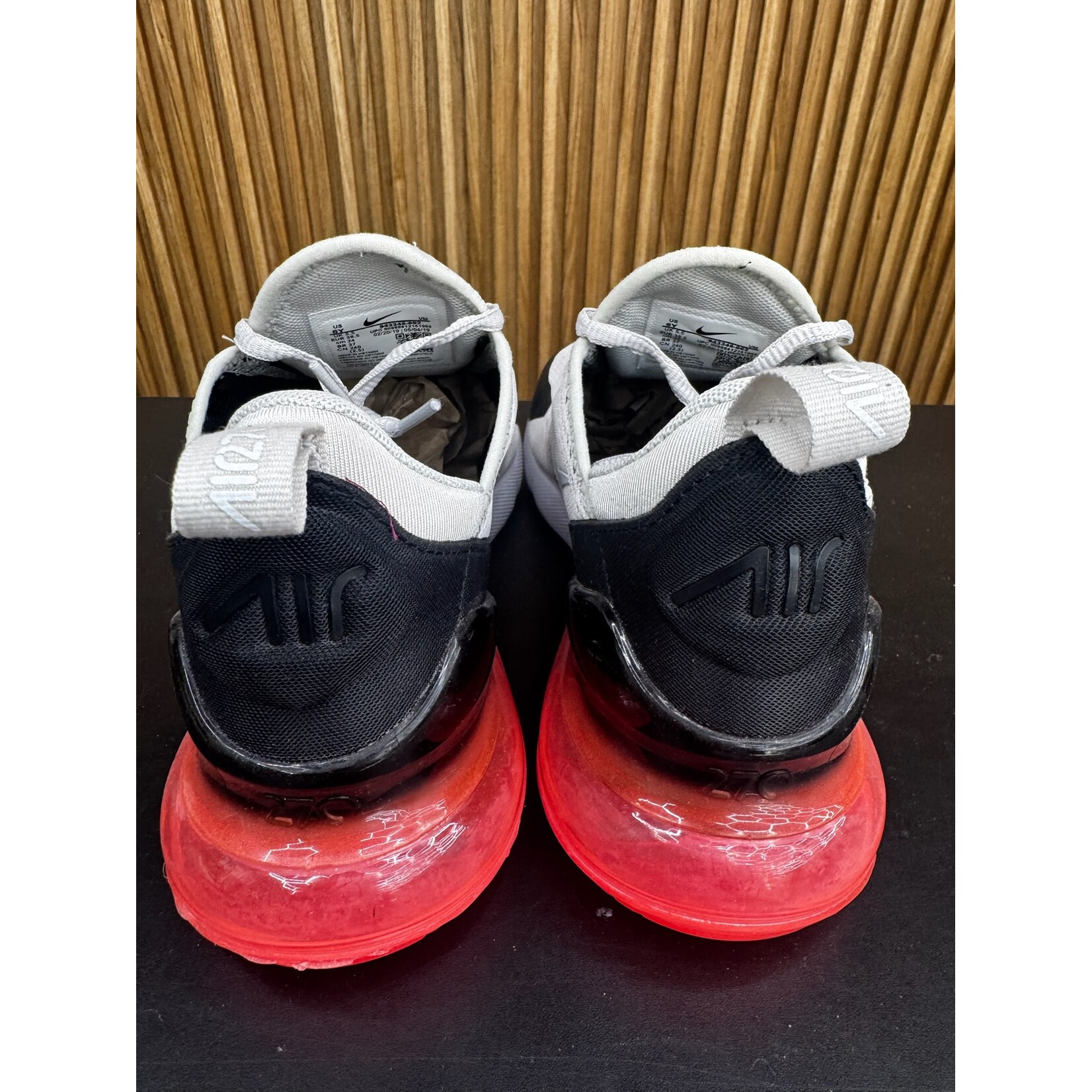 Nike Nike Air Max 270 Light Bone Hot Punch (GS) Size 6Y, PREOWNED NO BOX*