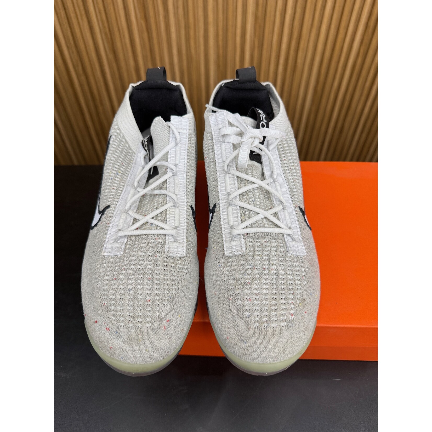 Nike Nike Air VaporMax 2021 FK White Black Metallic Silver Size 12, PREOWNED
