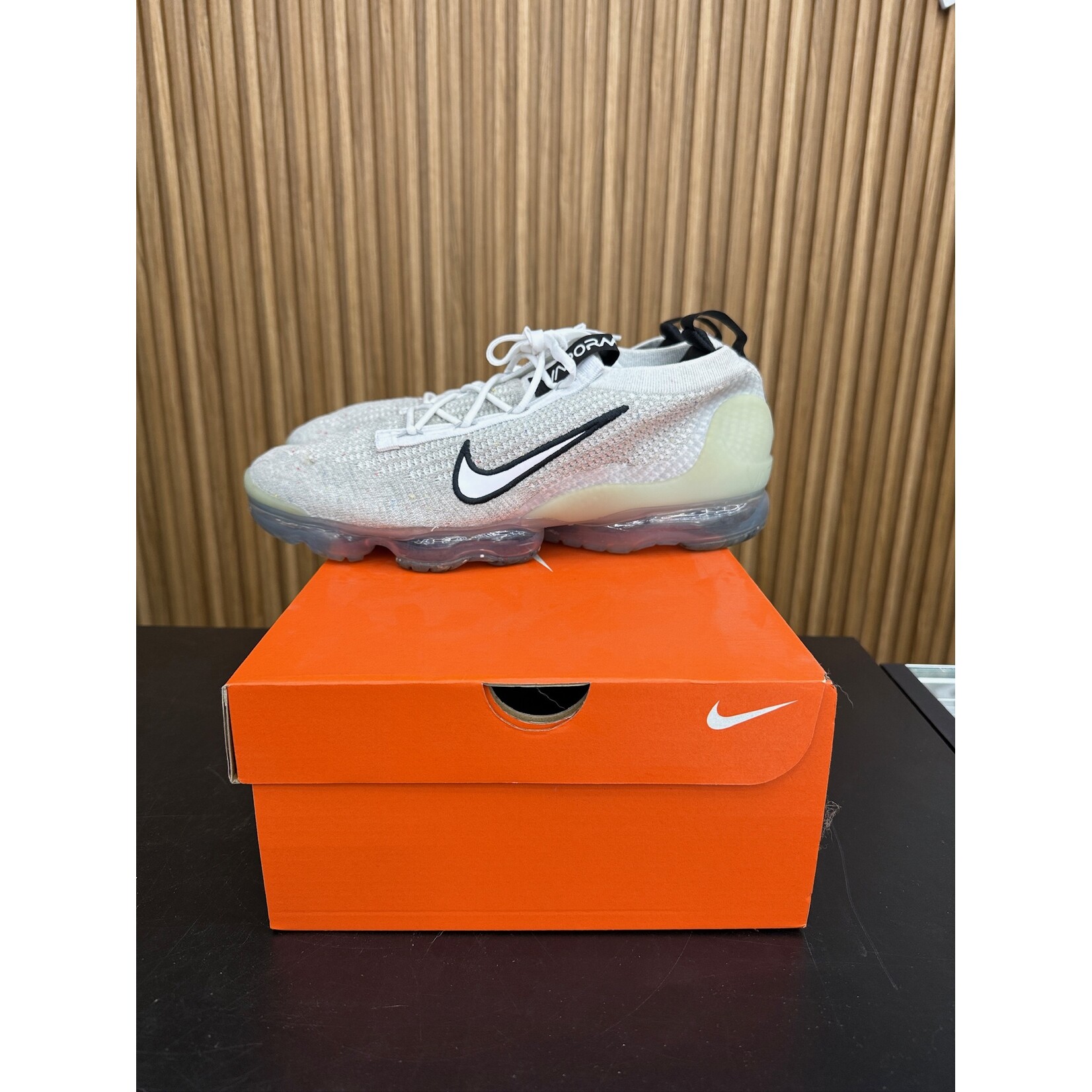 Nike Nike Air VaporMax 2021 FK White Black Metallic Silver Size 12, PREOWNED