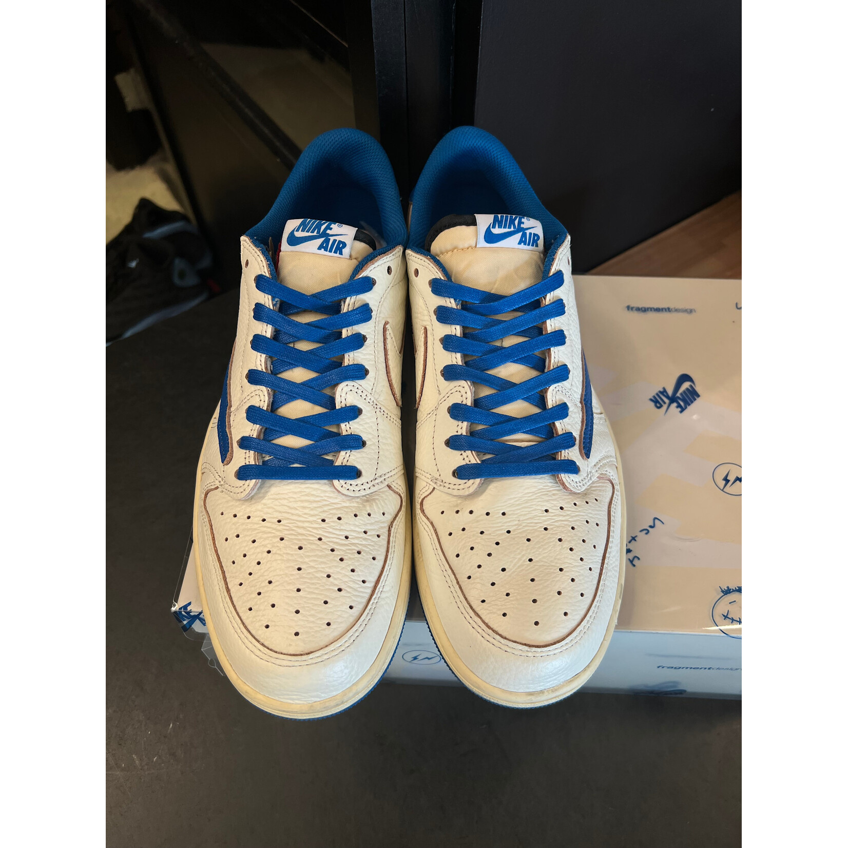Jordan Jordan 1 Retro Low OG SP Fragment x Travis Scott Sail Military Blue Size 11, PREOWNED*