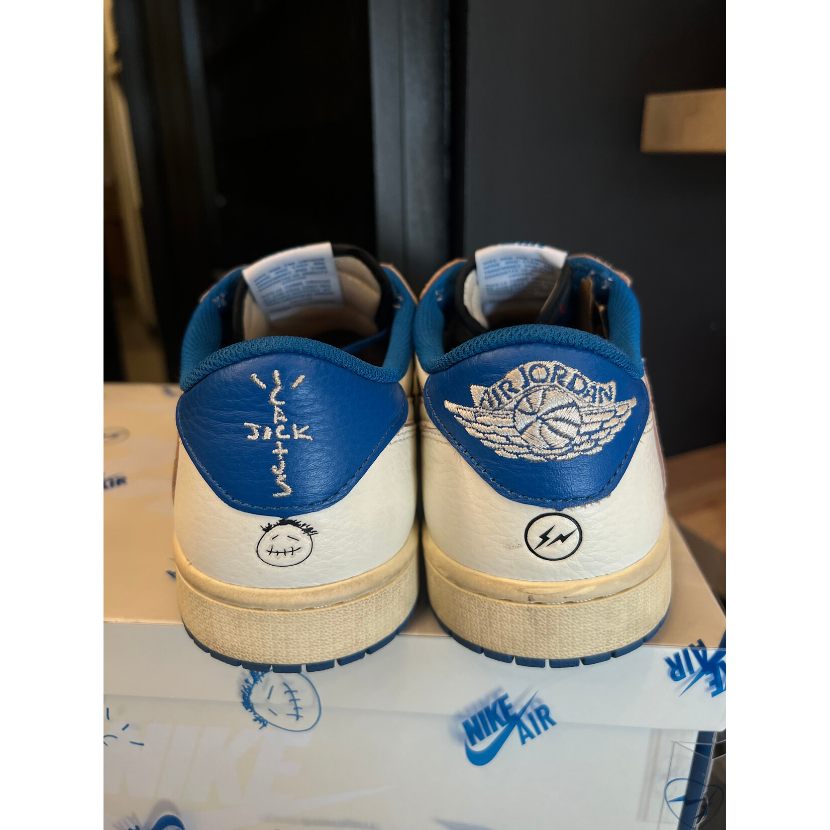 Jordan Jordan 1 Retro Low OG SP Fragment x Travis Scott Sail Military Blue Size 11, PREOWNED*