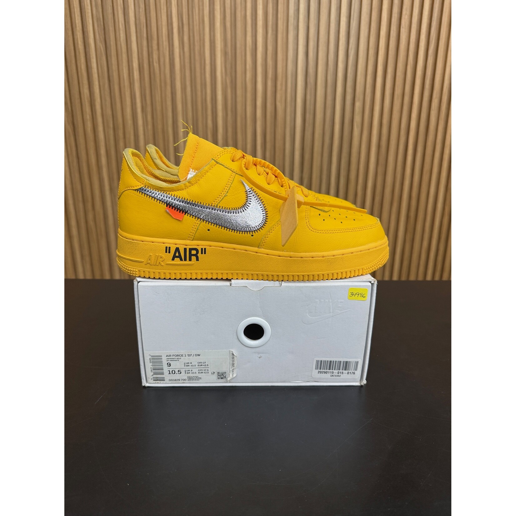 Nike Nike Air Force 1 Low Off-White ICA University Gold Size 9, PREOWNED*