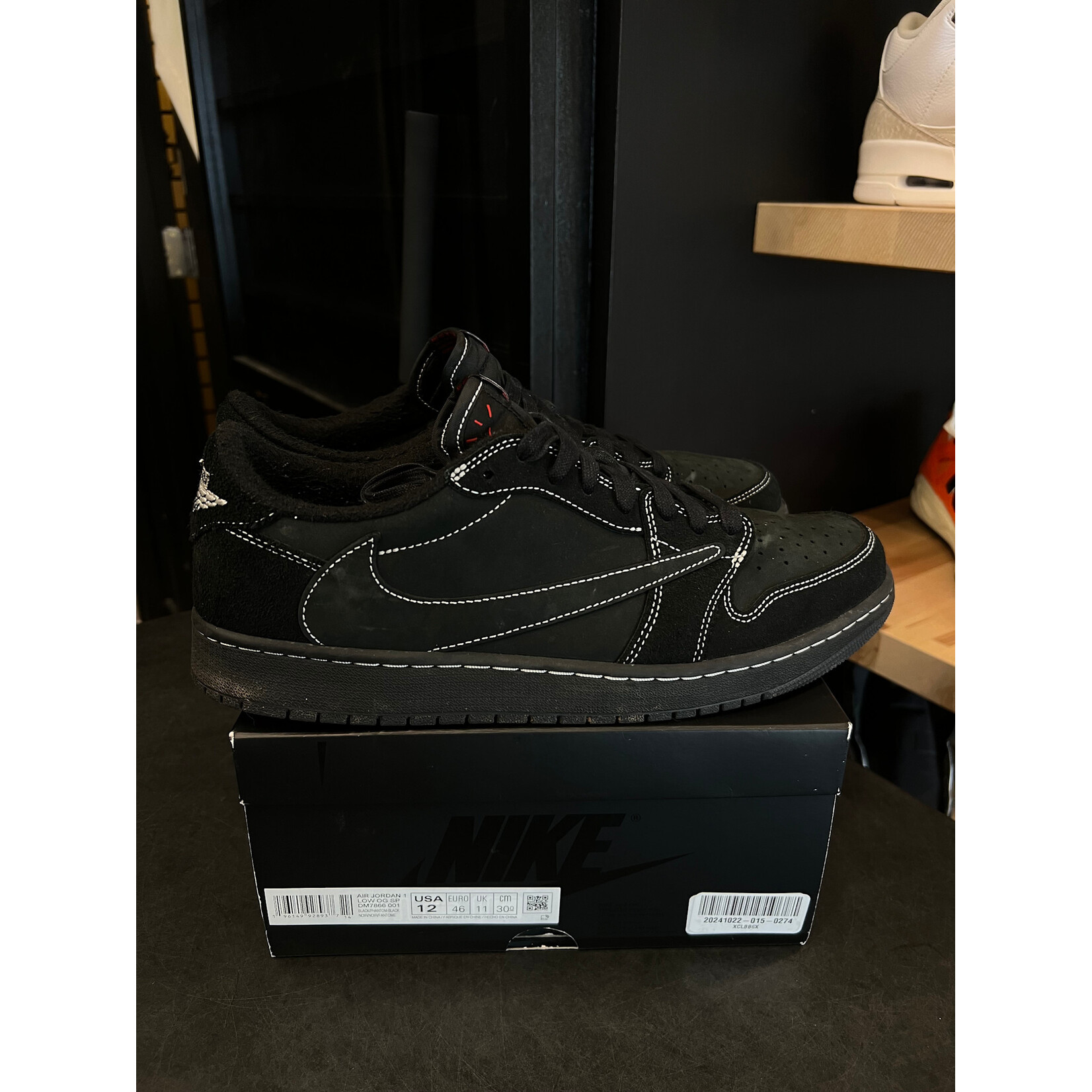 Jordan Jordan 1 Retro Low OG SP Travis Scott Black Phantom Size 12, PREOWNED*
